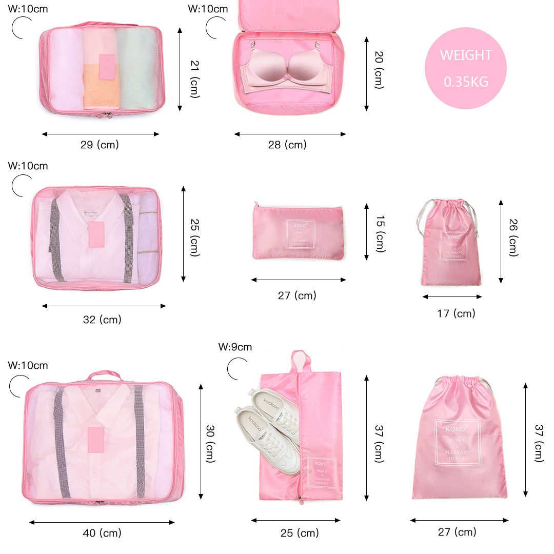 KONO Kofferorganizer Organizer Set 8-teilig für Koffer Kleidung platzsparend verpacken – Bild 3 von 5