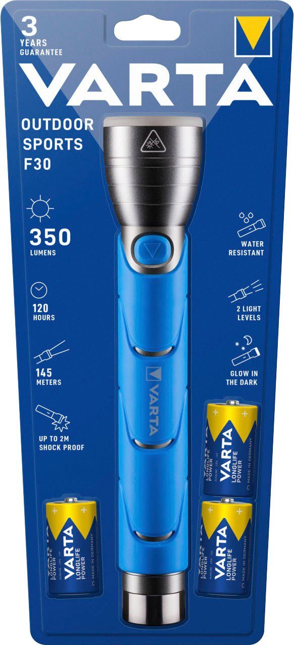 VARTA Taschenlampe Outdoor Sports F30 3x VARTA 3x Lieferumfang: Power Power Taschenlampe + F30 inkl. C Batterien, LONGLIFE Outdoor C LONGLIFE Sports VARTA