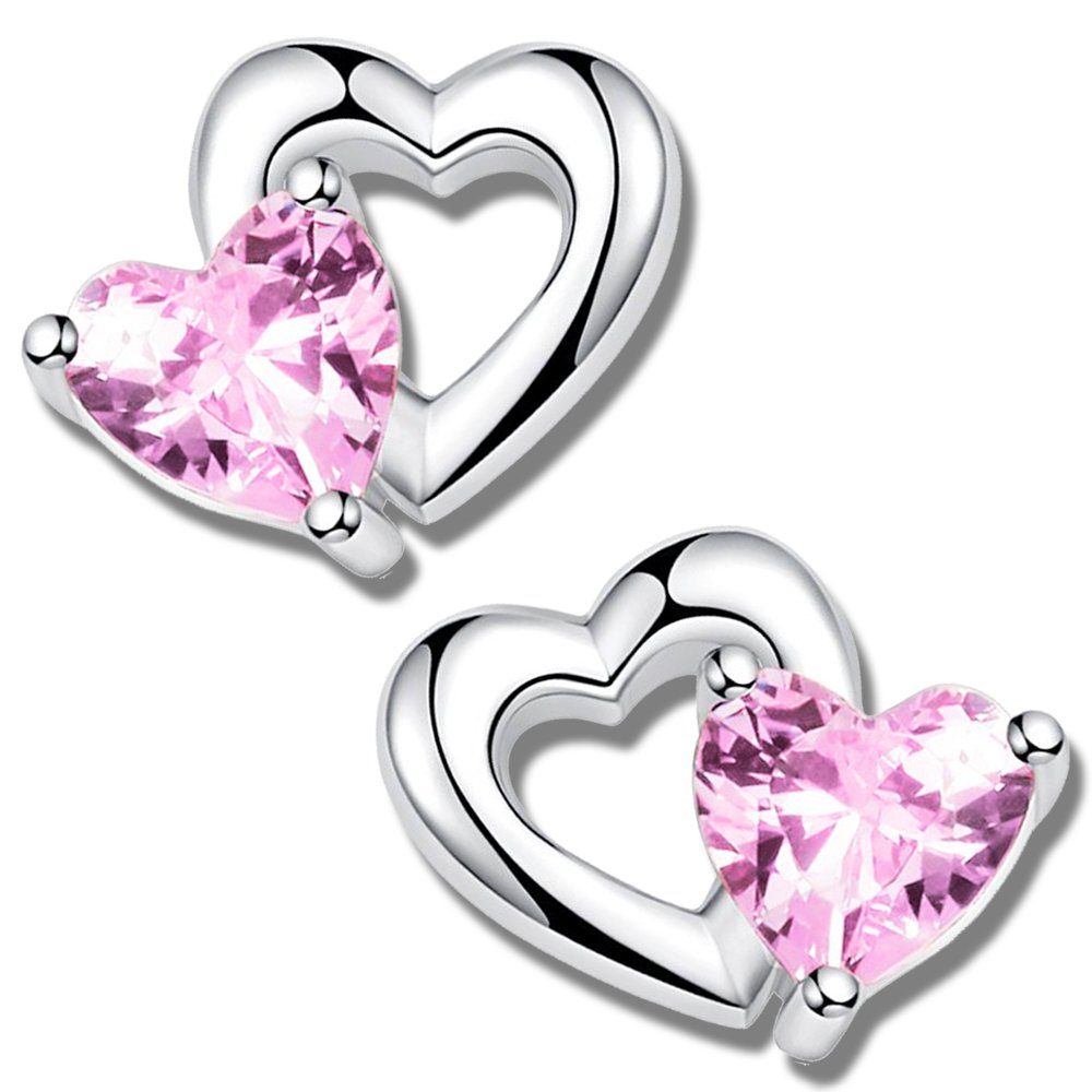 Limana Paar Ohrstecker »echt 925 Sterling Silber kleine Ohrringe rosa  Herz«, Kinderohrringe Damen Frauen online kaufen | OTTO