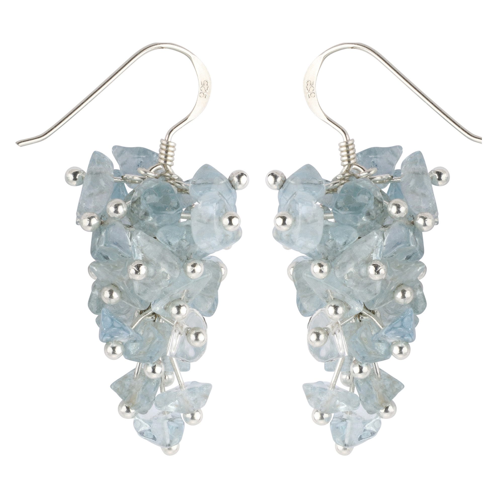 Schmuck Krone Paar Ohrhänger Ohrringe aus Aquamarin & 925 Silber, Silber 92 günstig online kaufen