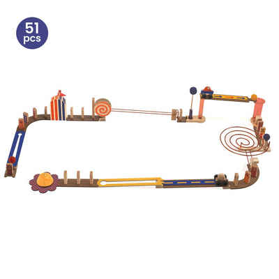 DJECO Kugelbahn-Bausatz Zig & go Junior Racer 51 Teile Kugelbahn Holzbaukasten DJ05650