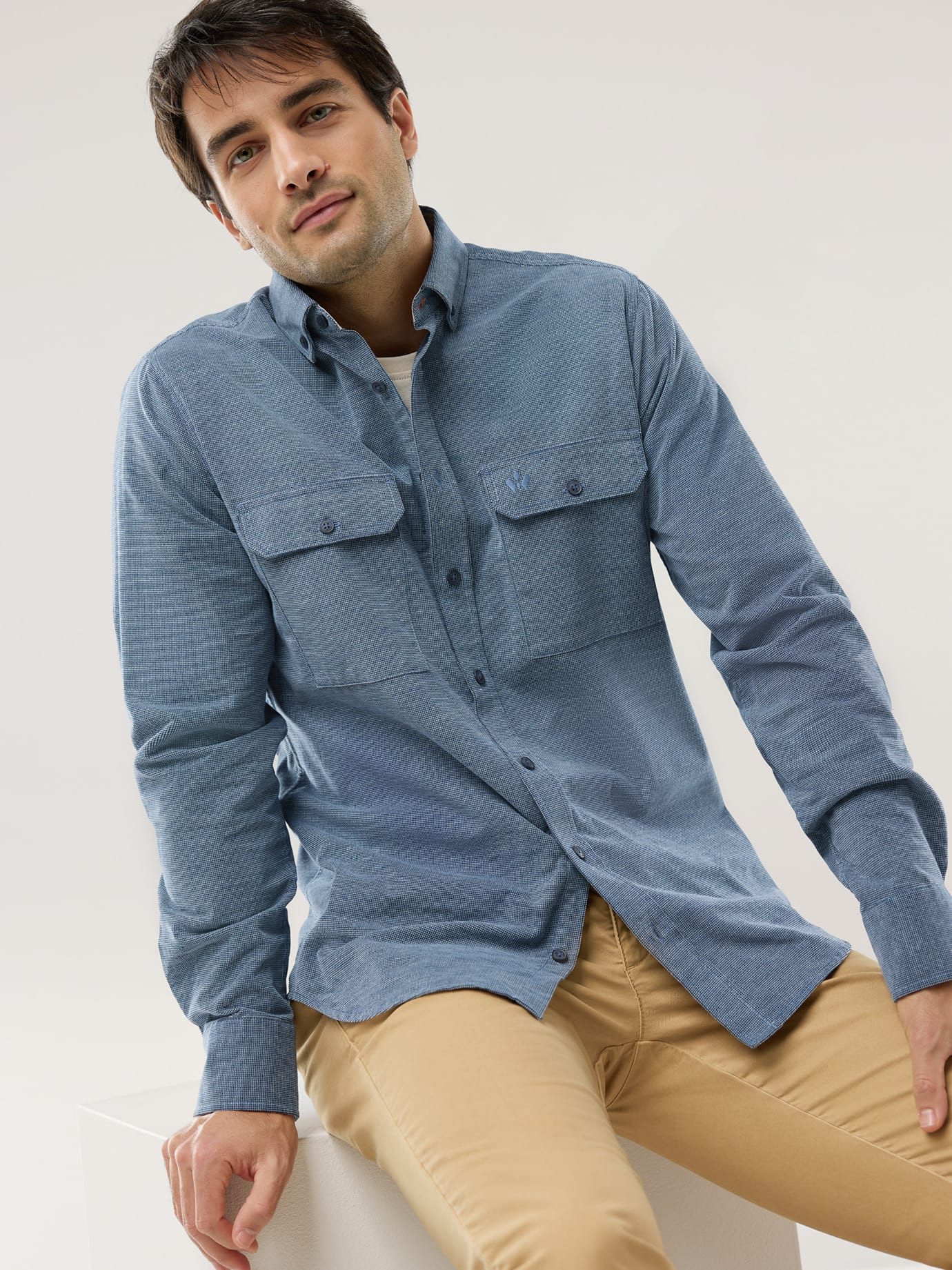 Walbusch Hemdjacke Herren Soft-Cord Overshirt Regular Fit Langarm Baumwolle Waffelcord-Cordhemd, weich & wärmend, Kent-Kragen, waschmaschinenfest