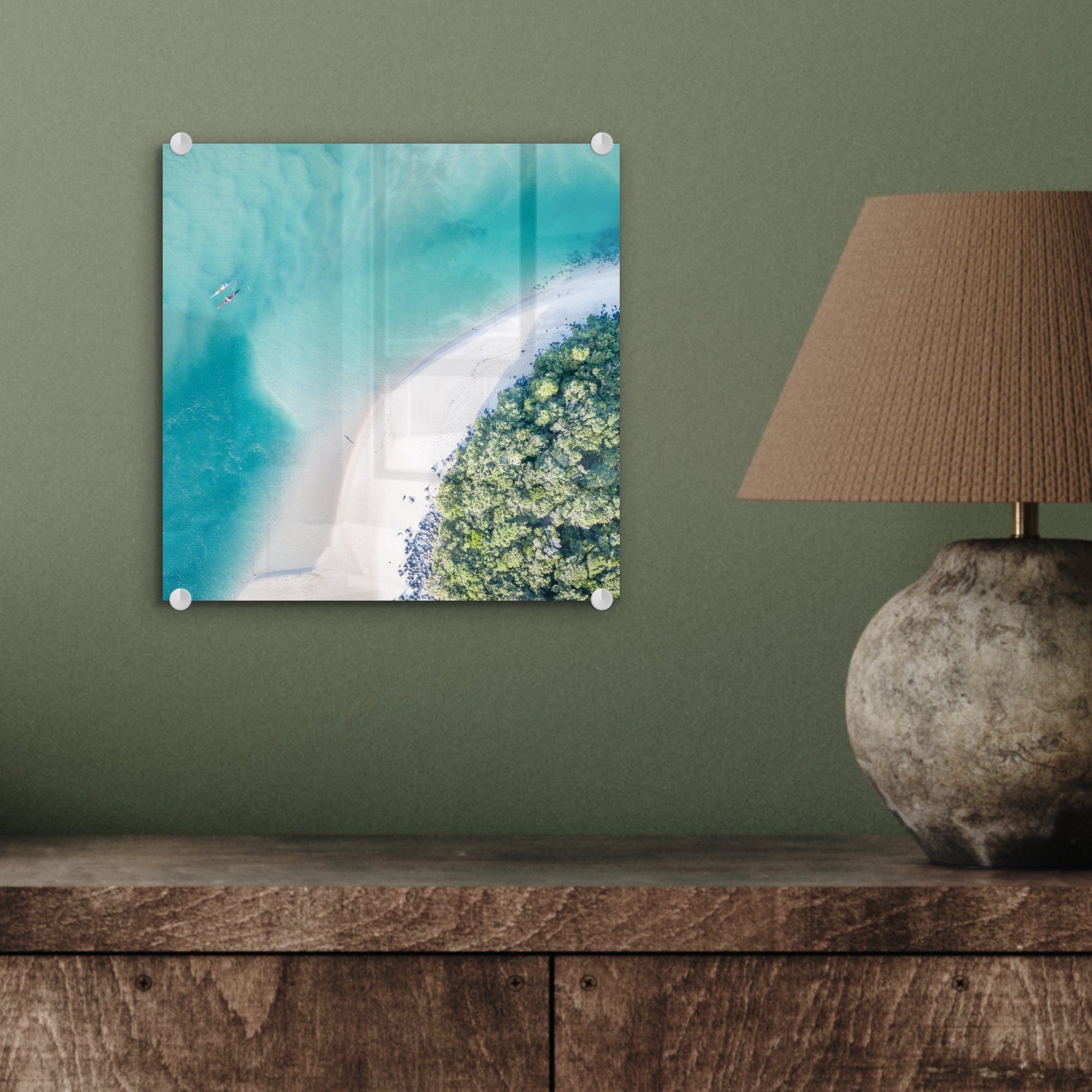 MuchoWow Acrylglasbild Meer - - Glas Wanddekoration - - Wandbild Glasbilder Sonne bunt Glas Bilder - Foto Australien, (1 St), auf auf