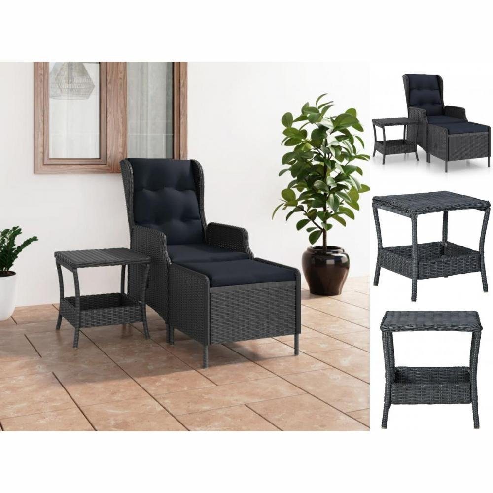 vidaXL Garten-Essgruppe 2-tlg Garten Lounge Set mit Auflagen Poly Rattan Dunkelgrau Sitzgruppe