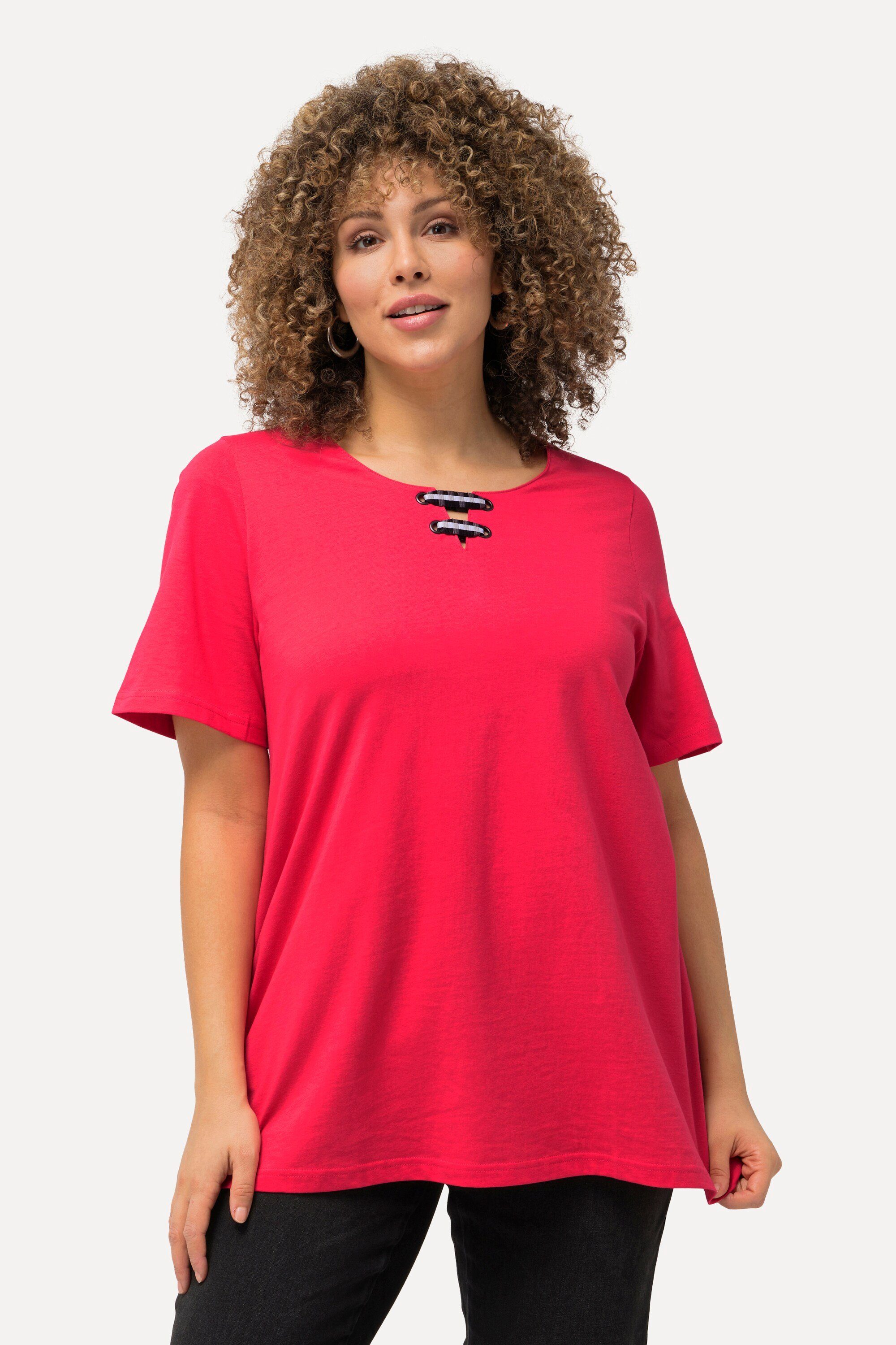 Ulla Popken T-Shirt T-Shirt Schnürung A-Linie günstig online kaufen
