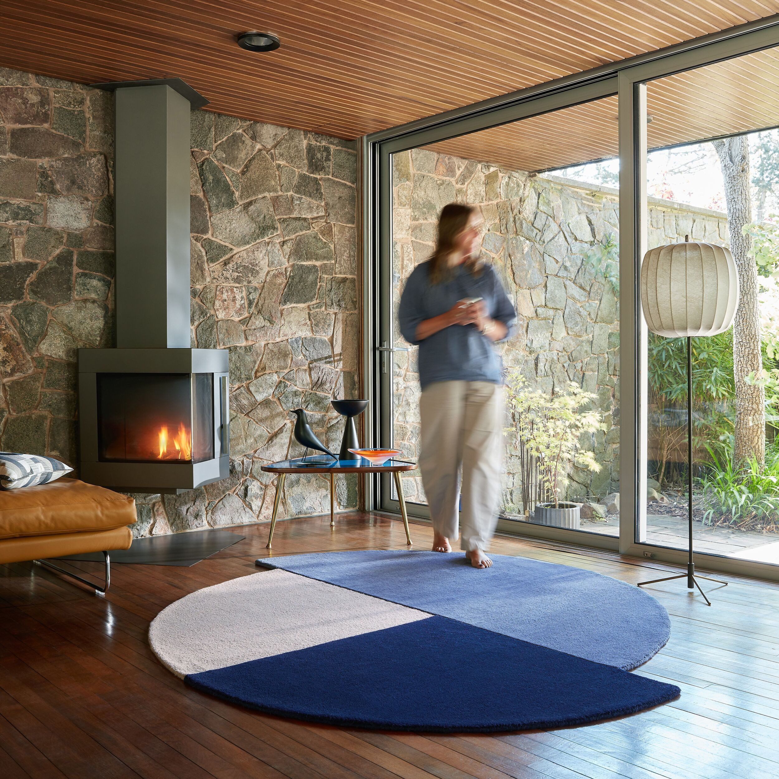 FLAIR RUGS Wollteppich Mia Segment, rund, Höhe: 12 mm, Kreisförmig im Retro-Design
