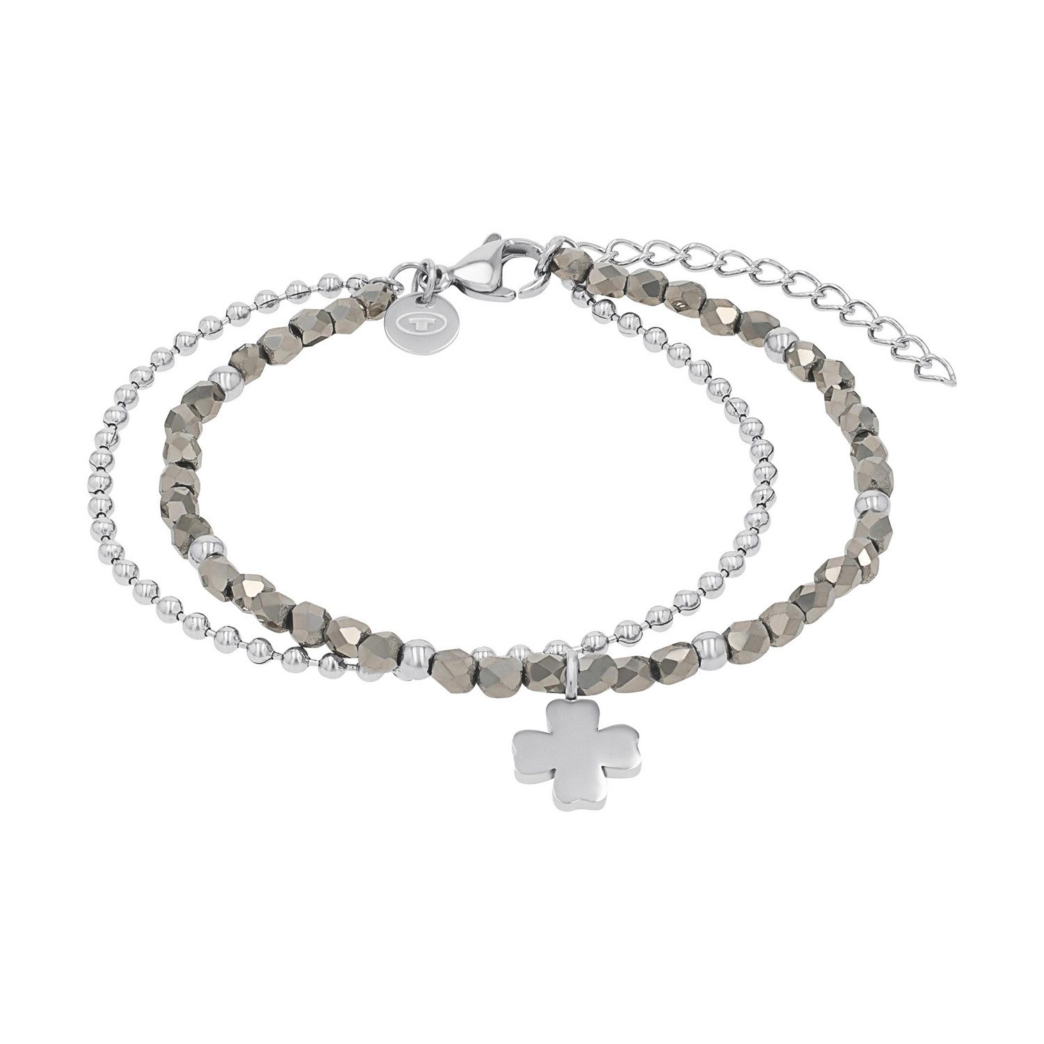 TOM TAILOR Armband Schmuck Geschenk Edelstahl Kleeblatt, mit Glassteine