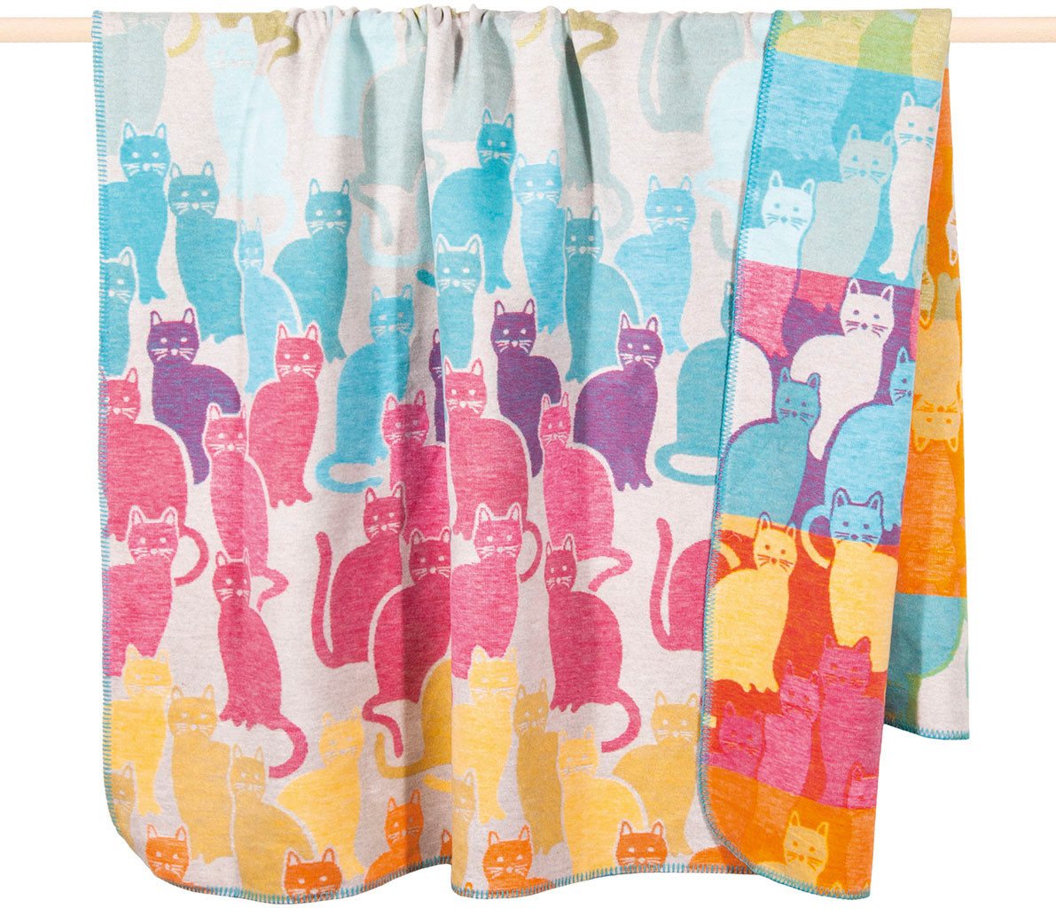 Wohndecke CATS, PAD, Made in Europe, Wendefunktion, Motiv Katzen, 150x200 cm