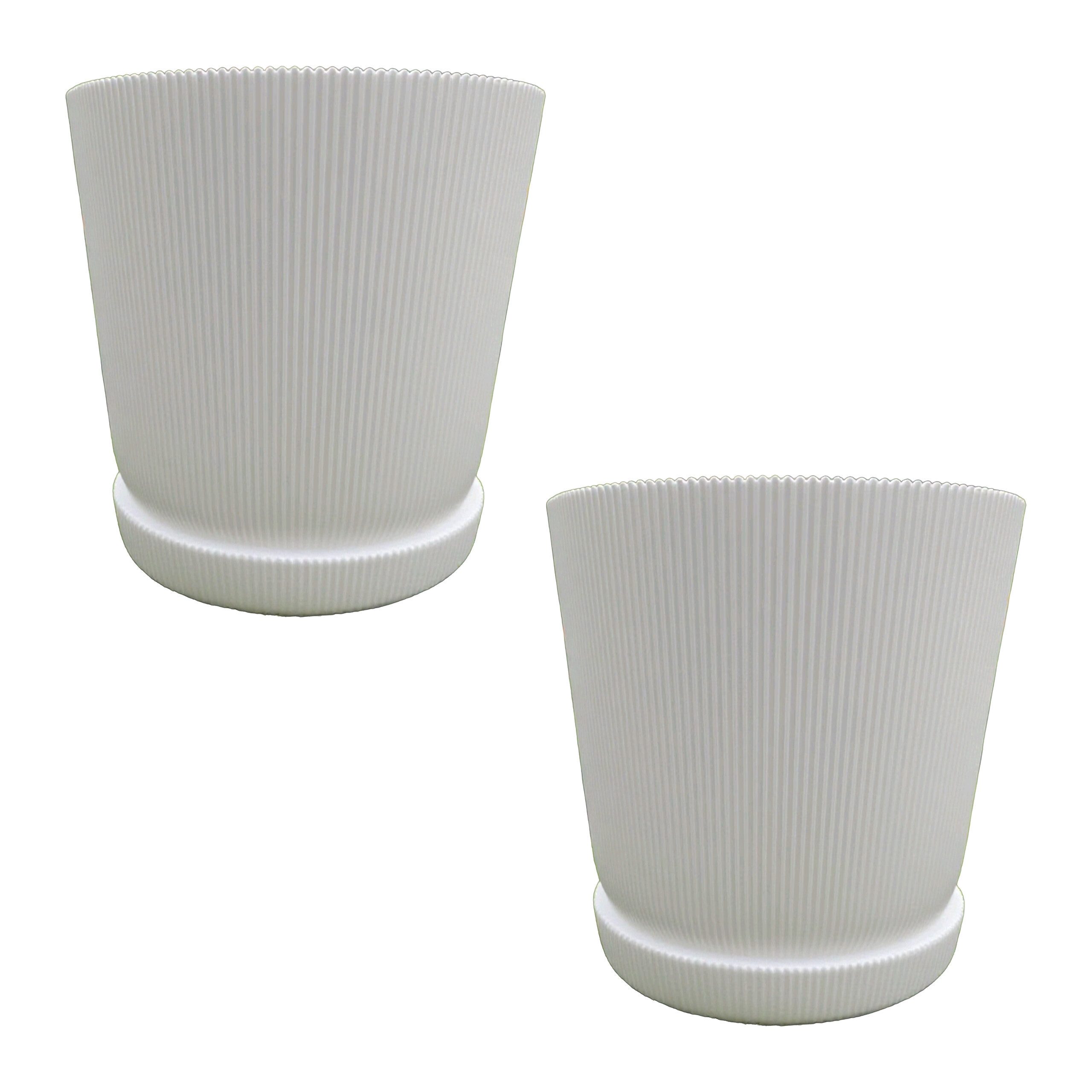 relaxdays Blumentopf mit Untersetzer 2er Set, weiß günstig online kaufen