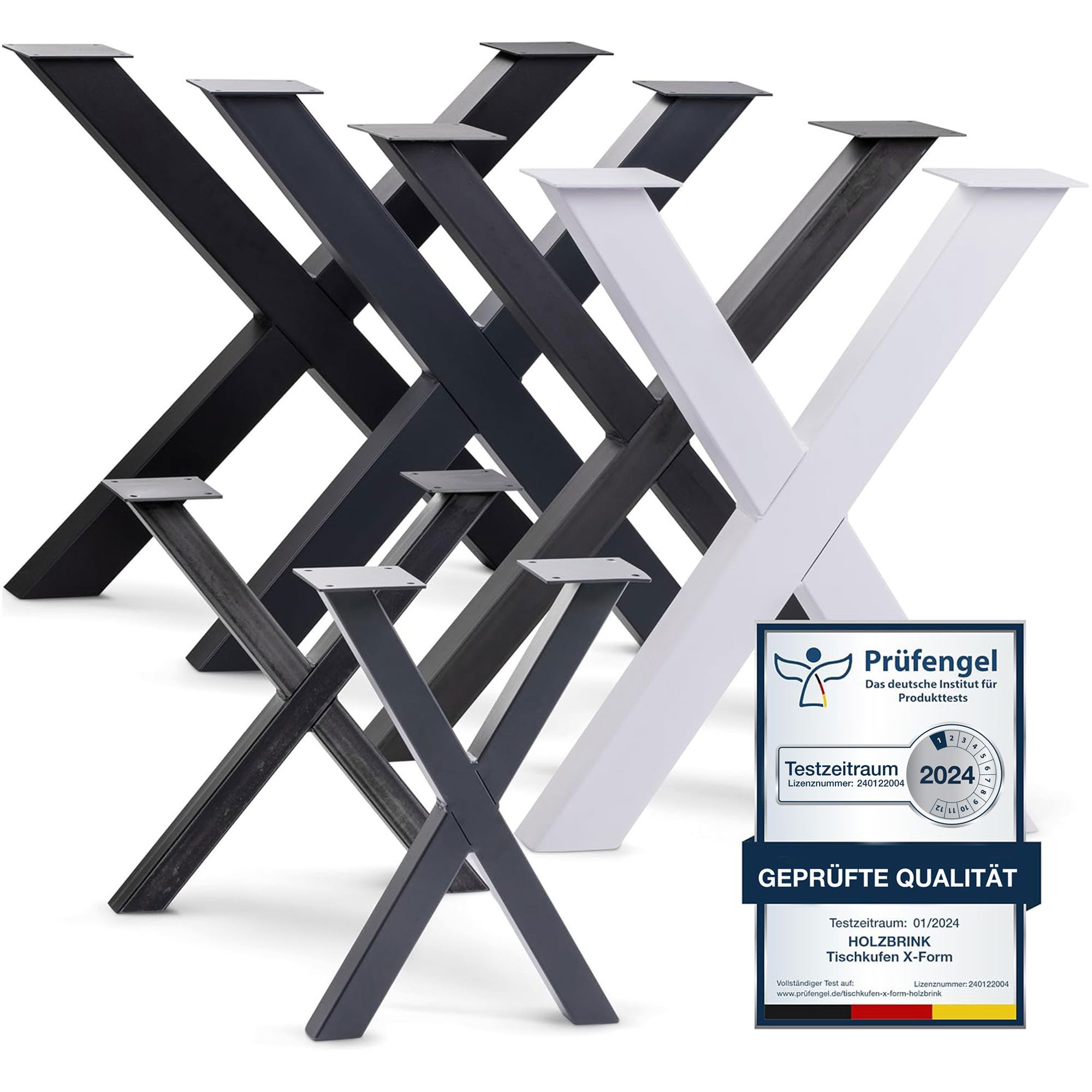 HOLZBRINK Tischbein Tischbeine Metall Rohstahl mit Klarlack X-form, Tischkufen/Tischgestell für Couchtisch 1 Stück Möbelfüße 30x43 cm