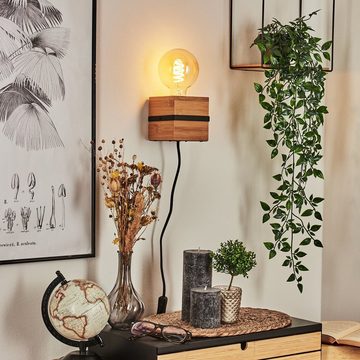 hofstein Wandleuchte »Casnigo« moderne Wandlampe aus Metall/Holz in Schwarz/Natur, ohne Leuchtmittel, Wandspot mit An-/Ausschalter, E27