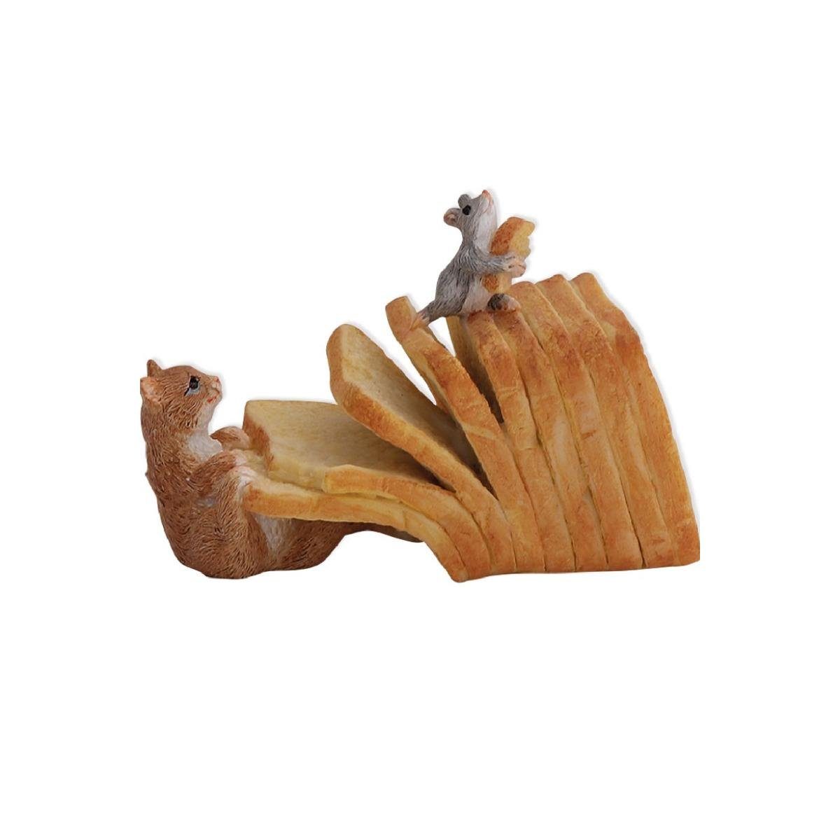 Seyko-Geschenke Dekofigur 091099 - "Mauzi & Flippi" beim Toast, 6 cm