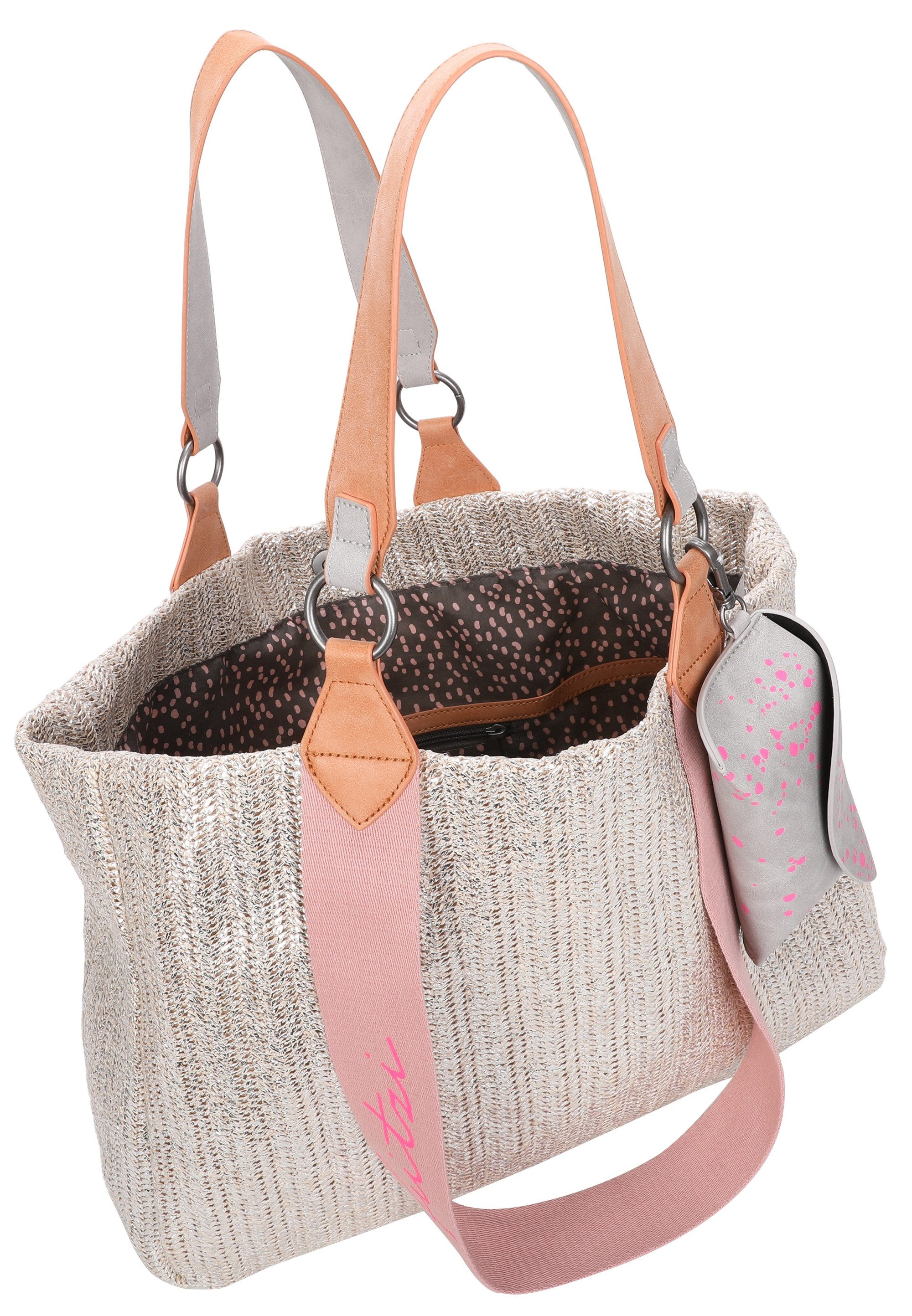 Fritzi aus Preußen Henkeltasche Izzy Medium Limited Painted Straw, mit abnehmbarem Brillenetui