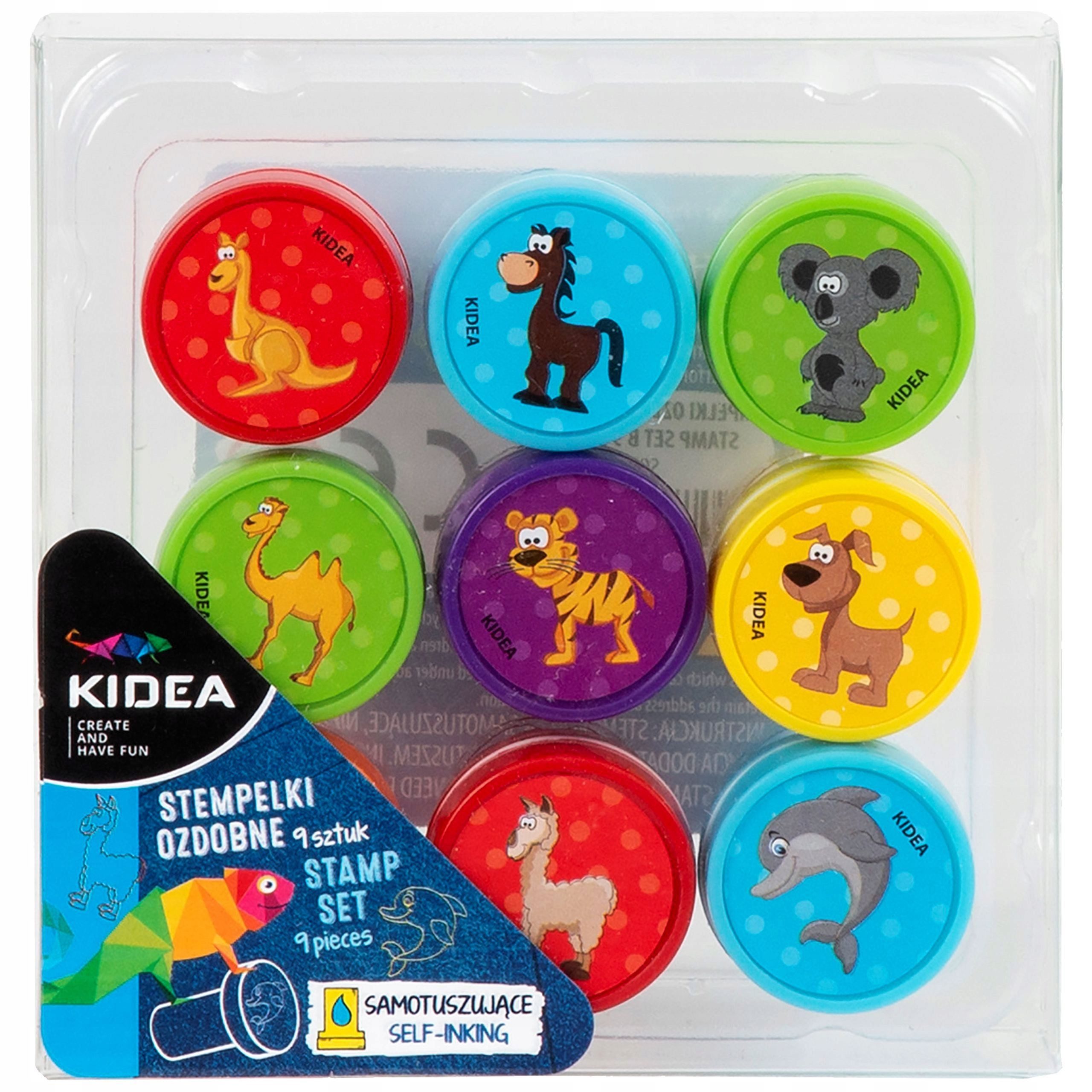 Stempel Kidea DERFORM Tierstempel für Kinder, 9 Motive, selbstfärbend