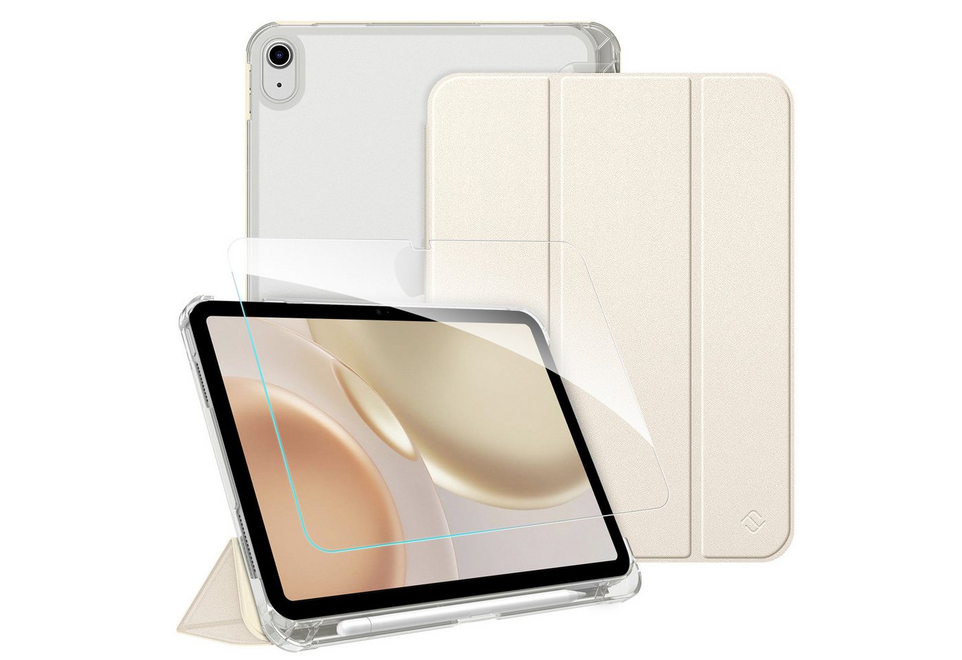 Fintie Tablet-Hülle für iPad 11 Generation 11'' 2025 (A16), iPad 10 Generation 10.9'' 2022, mit Schutzfolie-ultradünne transparente Rückseite Case mit Stifthalter