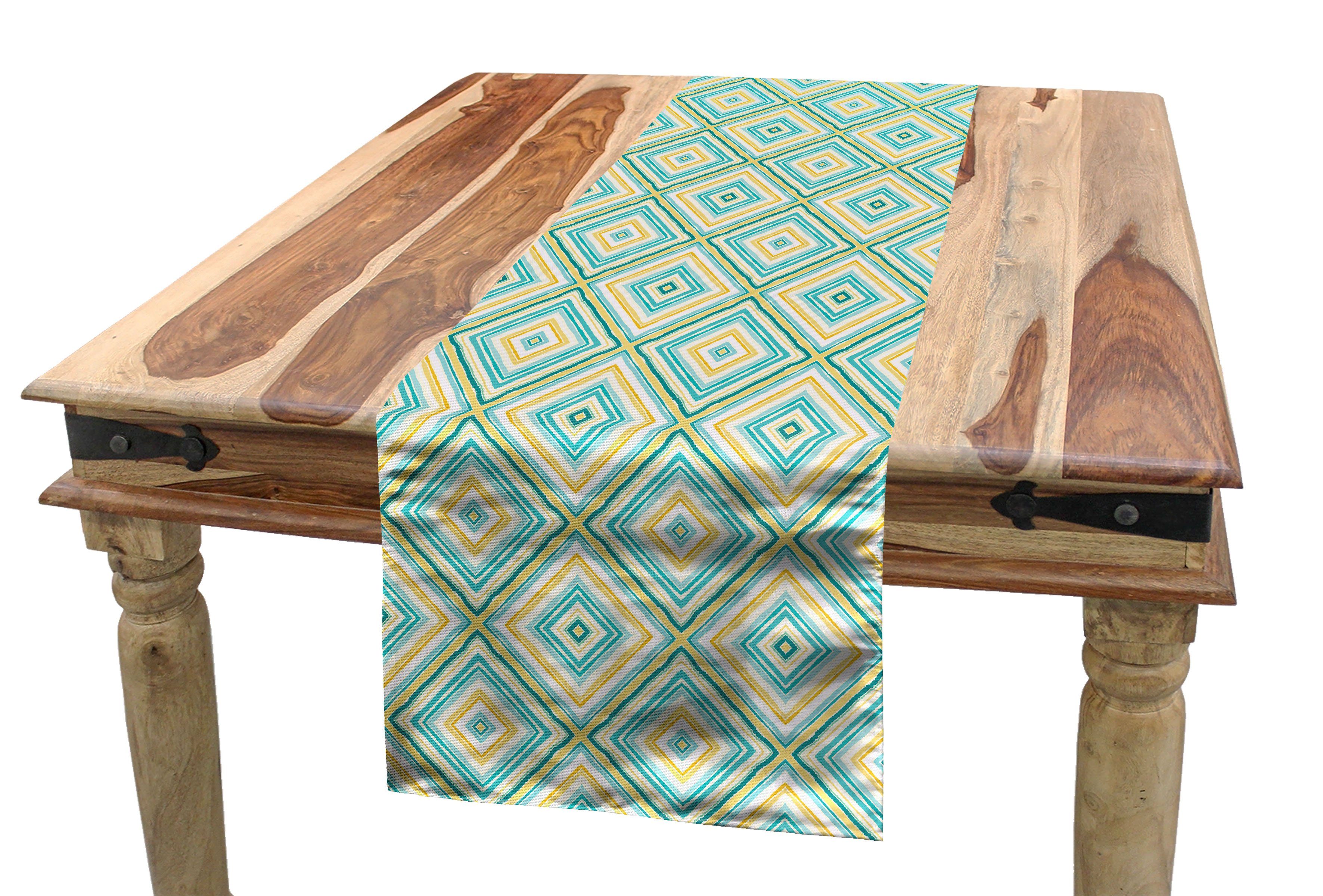 Abakuhaus Tischläufer Esszimmer Küche Rechteckiger Dekorativer Tischläufer, Wasser Rhombus in Frühlingsfarben | Tischläufer