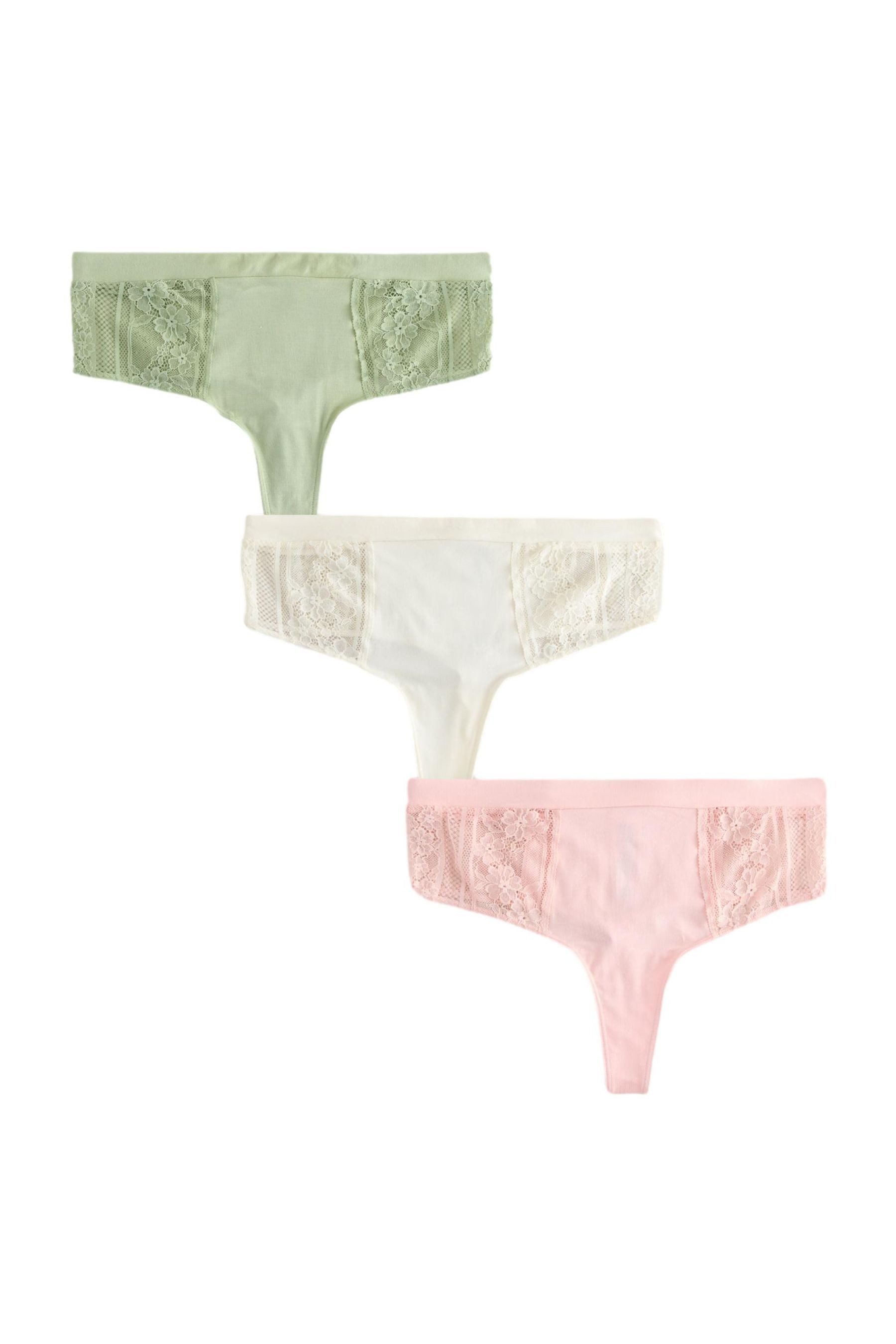 High-Waist-String Spitzen-Slips, 3er-Pack, Hochbund-Tanga