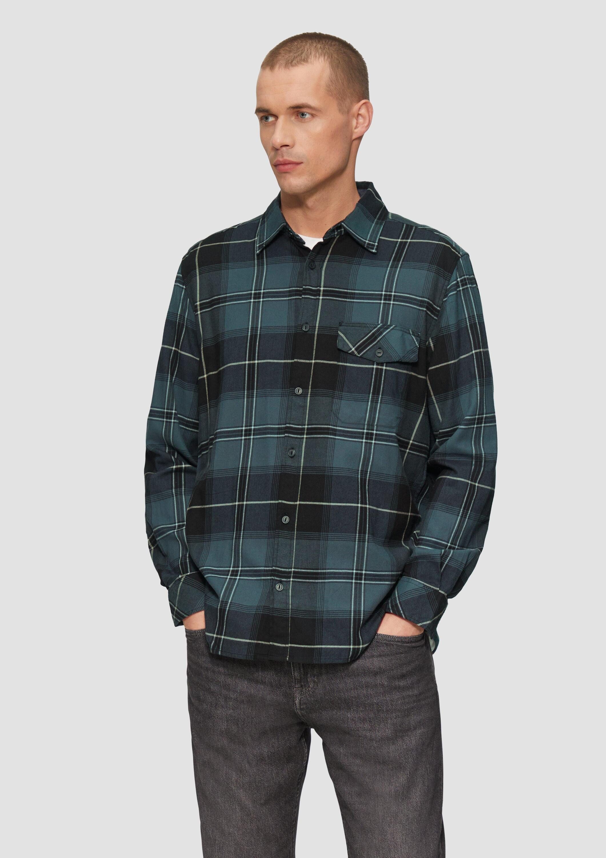 s.Oliver Langarmhemd Hemd Regular Fit: Kariertes Flanellhemd mit Brusttasch günstig online kaufen