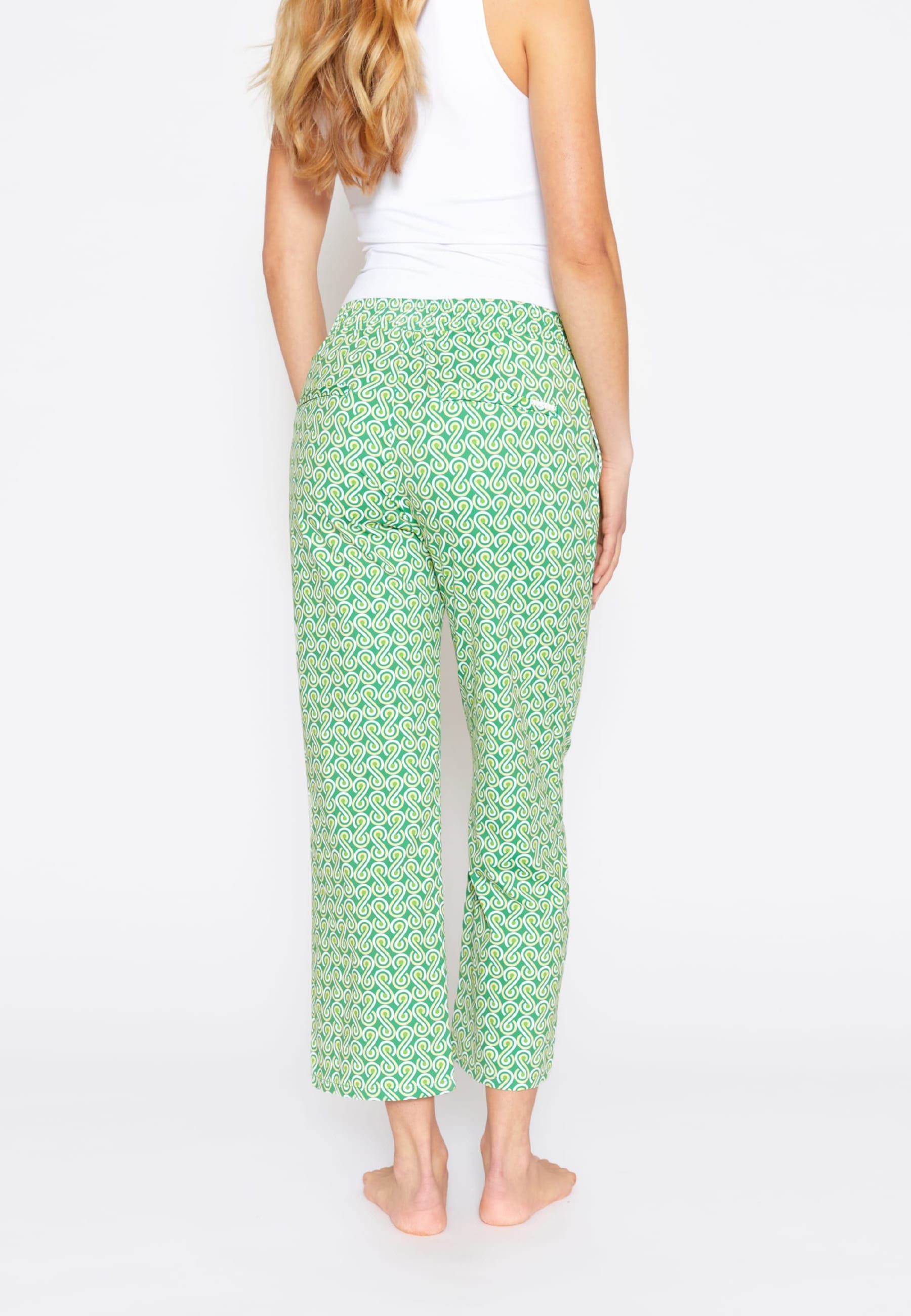 AENGELS mit Culotte Jogger grün Print Label-Applikationen mit 70s Hose Culotte