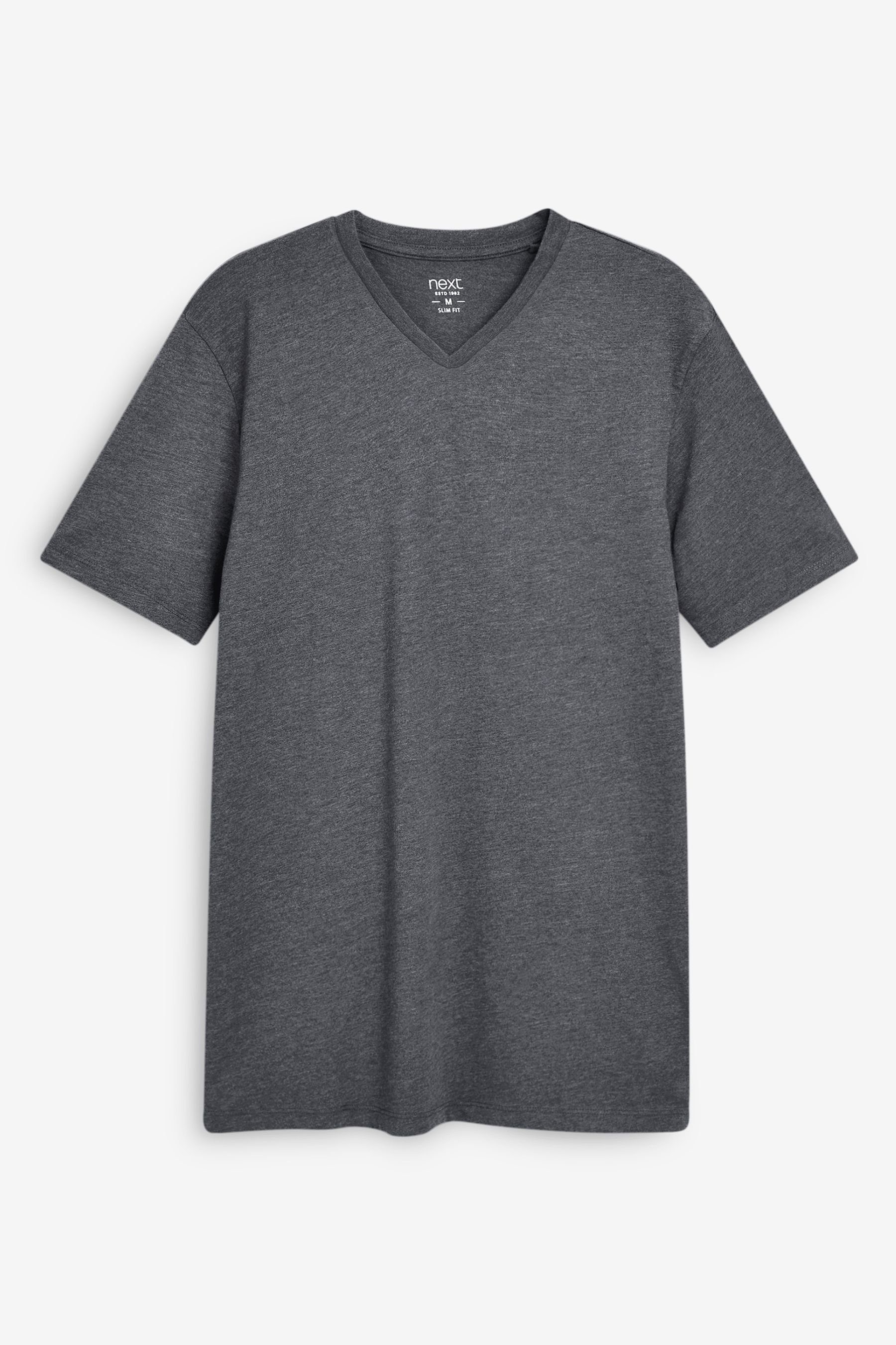 Next T-Shirt Slim Fit T-Shirt mit V-Ausschnitt (1-tlg) Charcoal Grey Marl