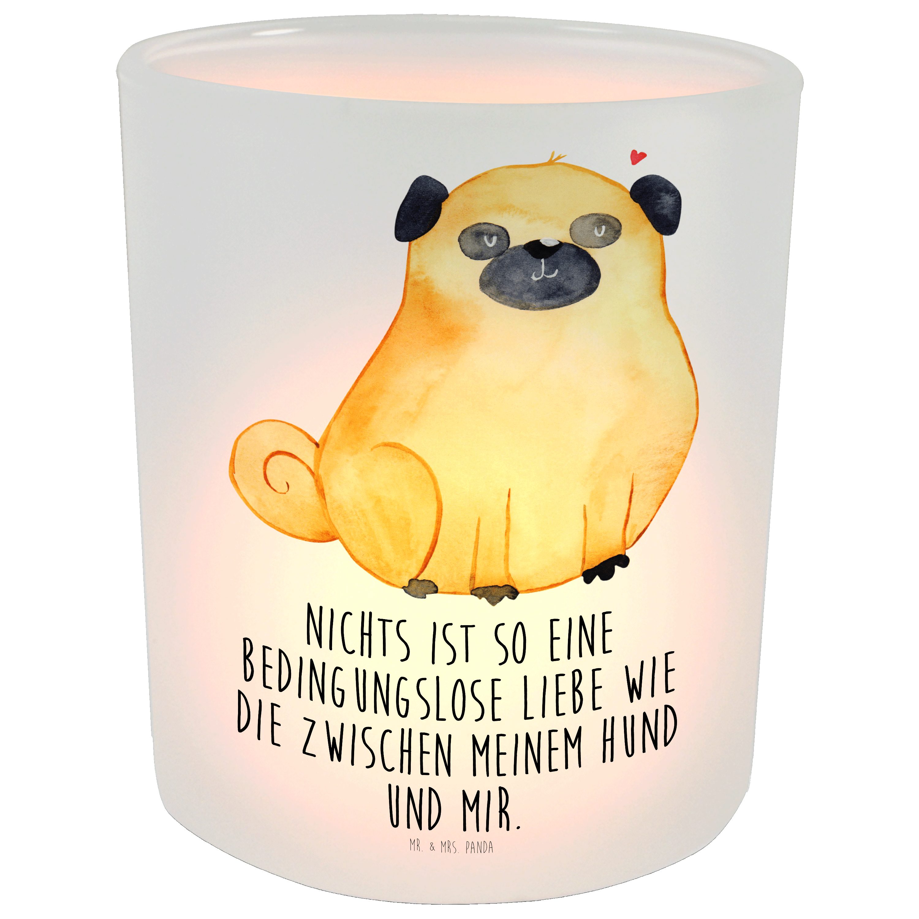 St) Mr. Transparent (1 Panda Geschenk, Mops - Hunderasse, Teelichtglas, Mrs. Kerzenlicht, - Windlicht &