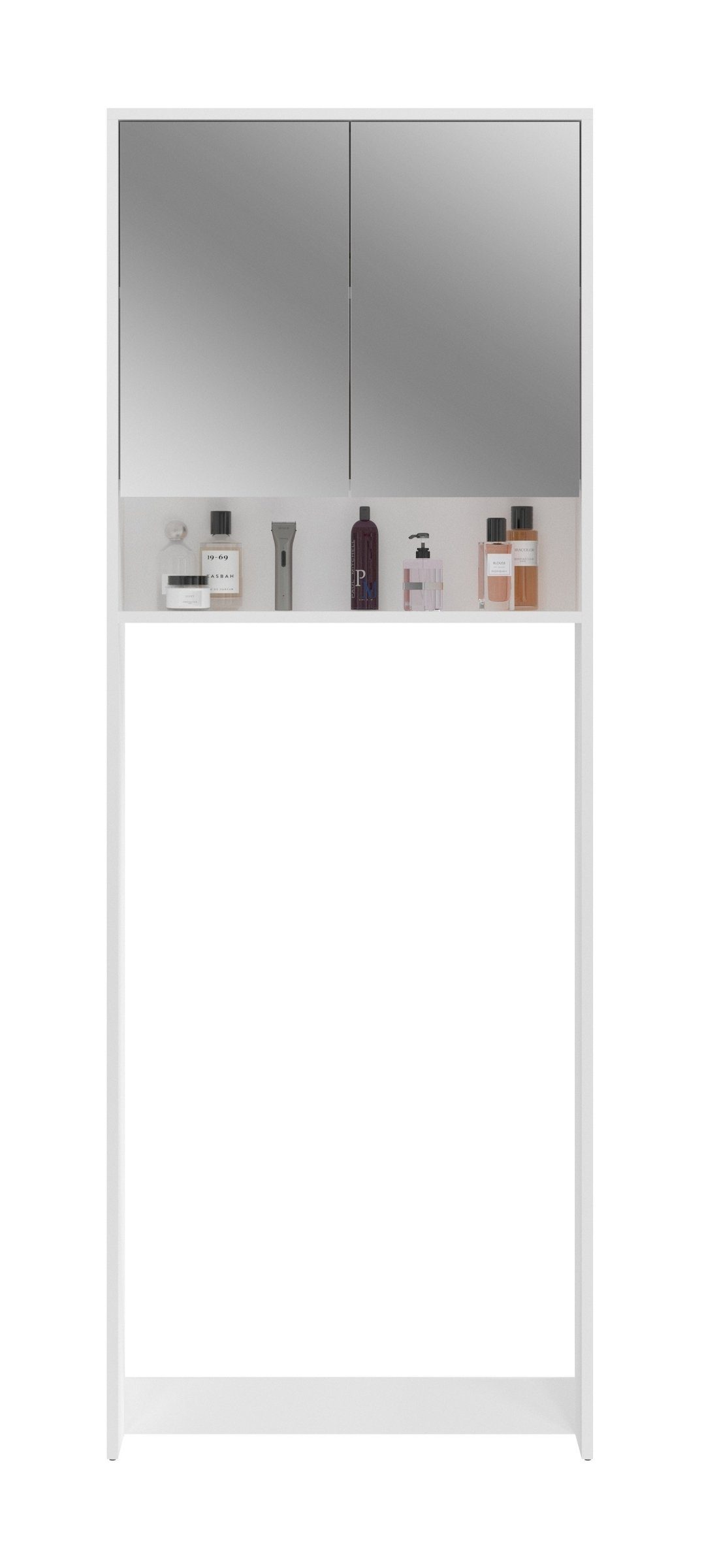 3 möbelando Fächern und Roca weiß (BxHxT: 68x189x20 2 mit Türen Badezimmerspiegelschrank in cm)