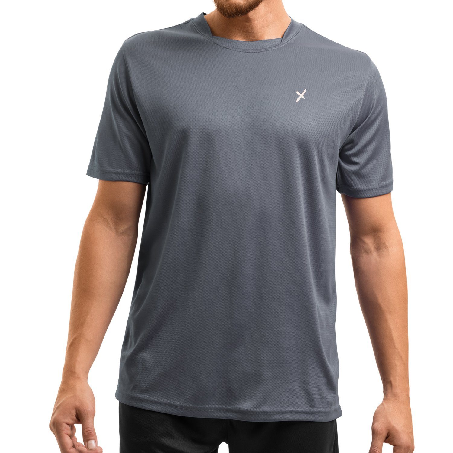 piqué Trainingsshirt Shirt CFLEX T-Shirt Herren Grau Sportswear Sport Fitness Collection