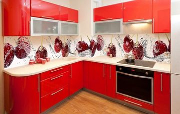 Rodnik Küchenrückwand Kirschen im Wasser, hochwertig mit UV- Direktdruck, für alle Räume geeignet