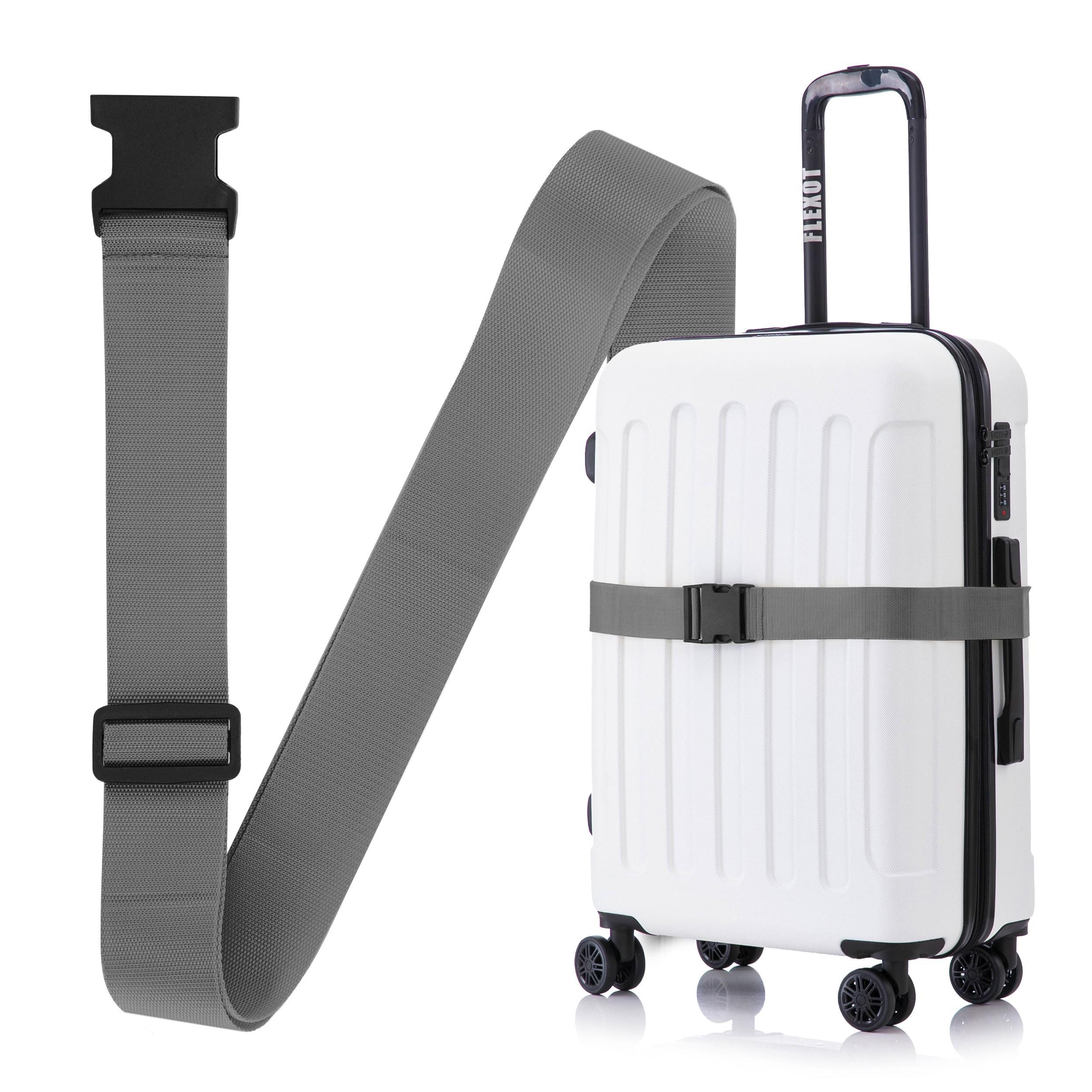 Flexot Koffergurt Koffergurt mit Clip-Schnalle, verstellbare Länge, Namensschild, Flexibel anpassbarer und stabiler Gurt mit praktischer Schnalle