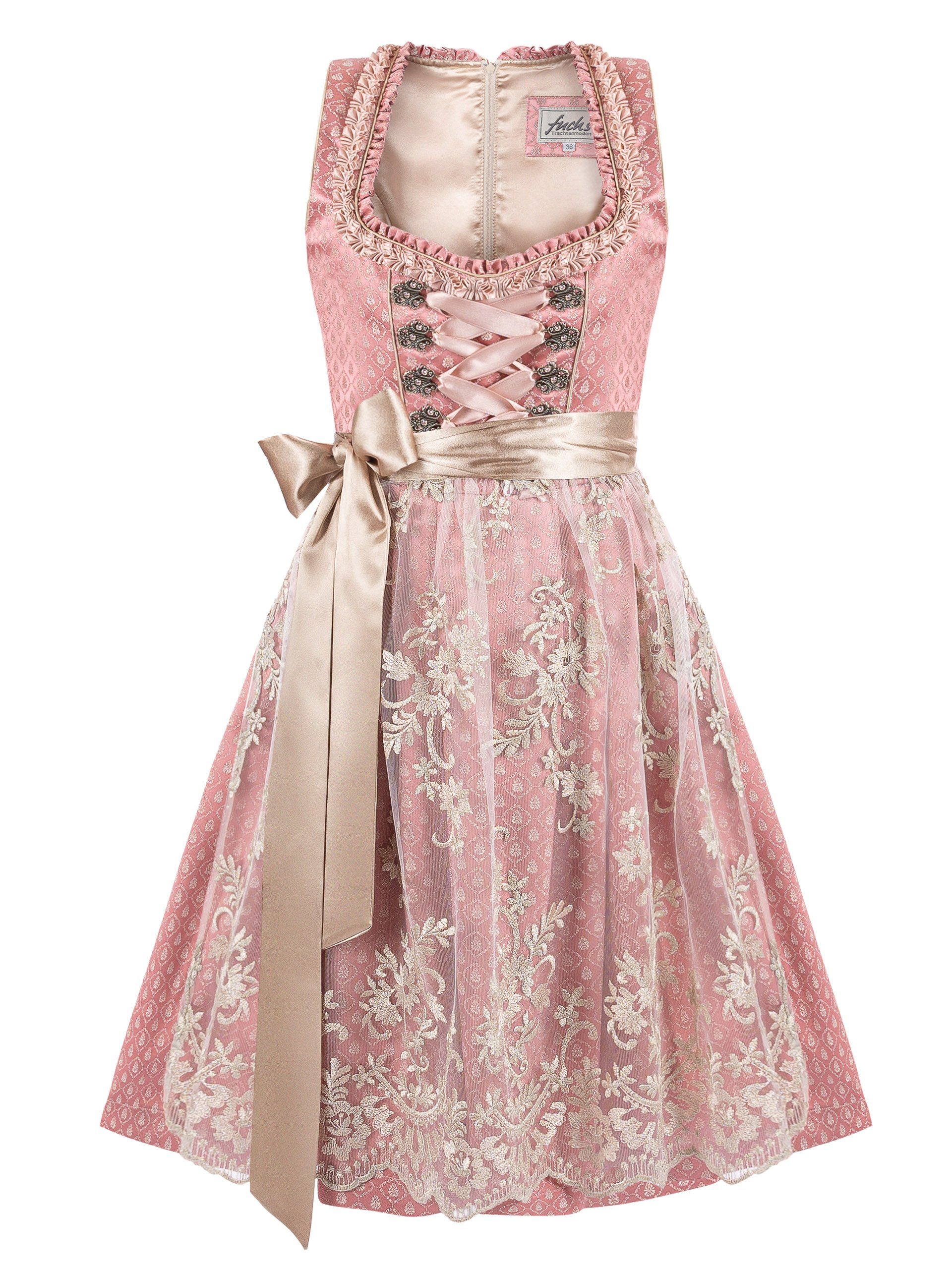 Trachten24.de Dirndl Midi Dirndl Sabine rose (2-tlg) Rockteil 60cm