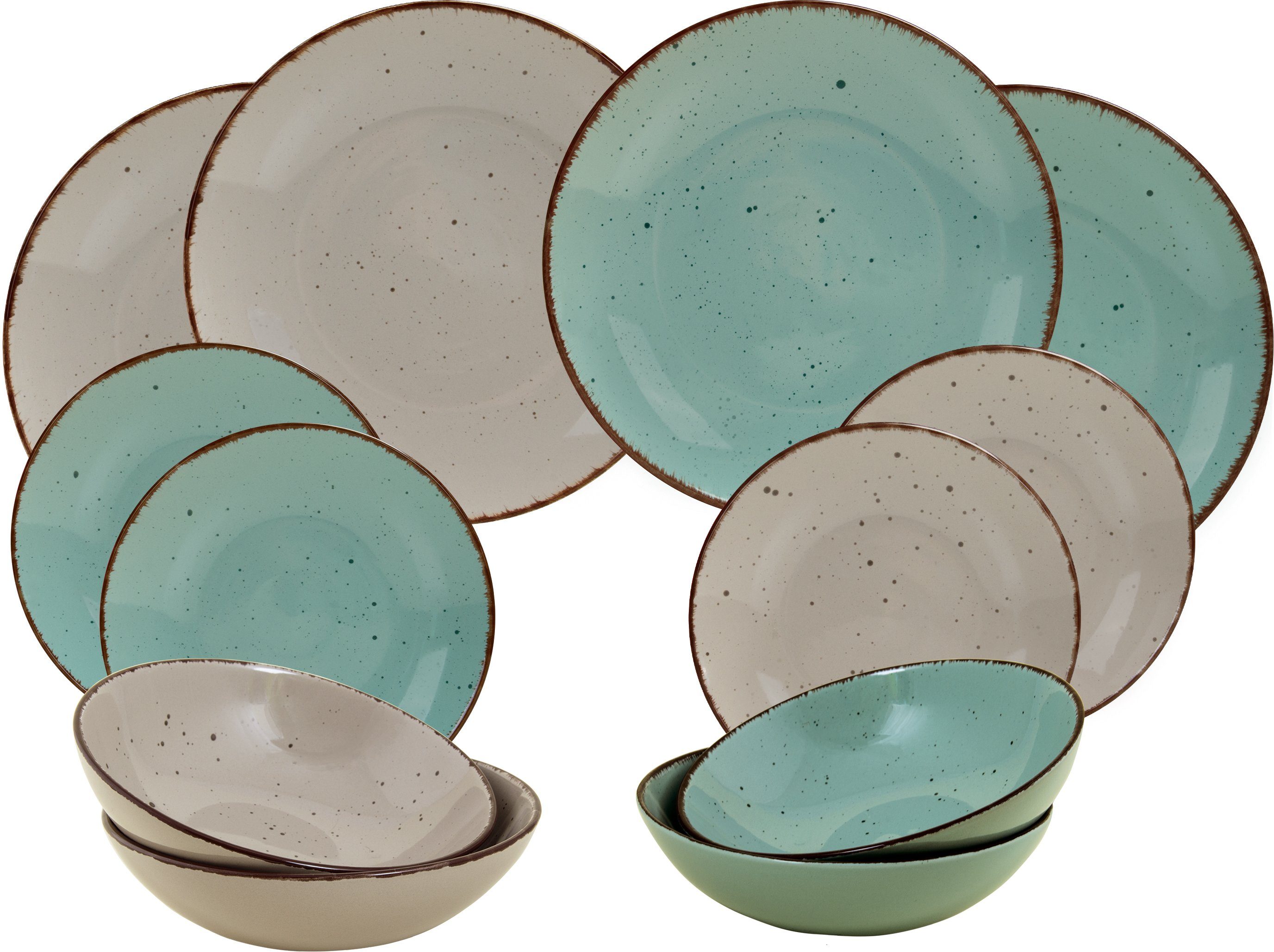 ARTE VIVA Tafelservice »Puro« (12-tlg), Steinzeug, Farbset in Türkis