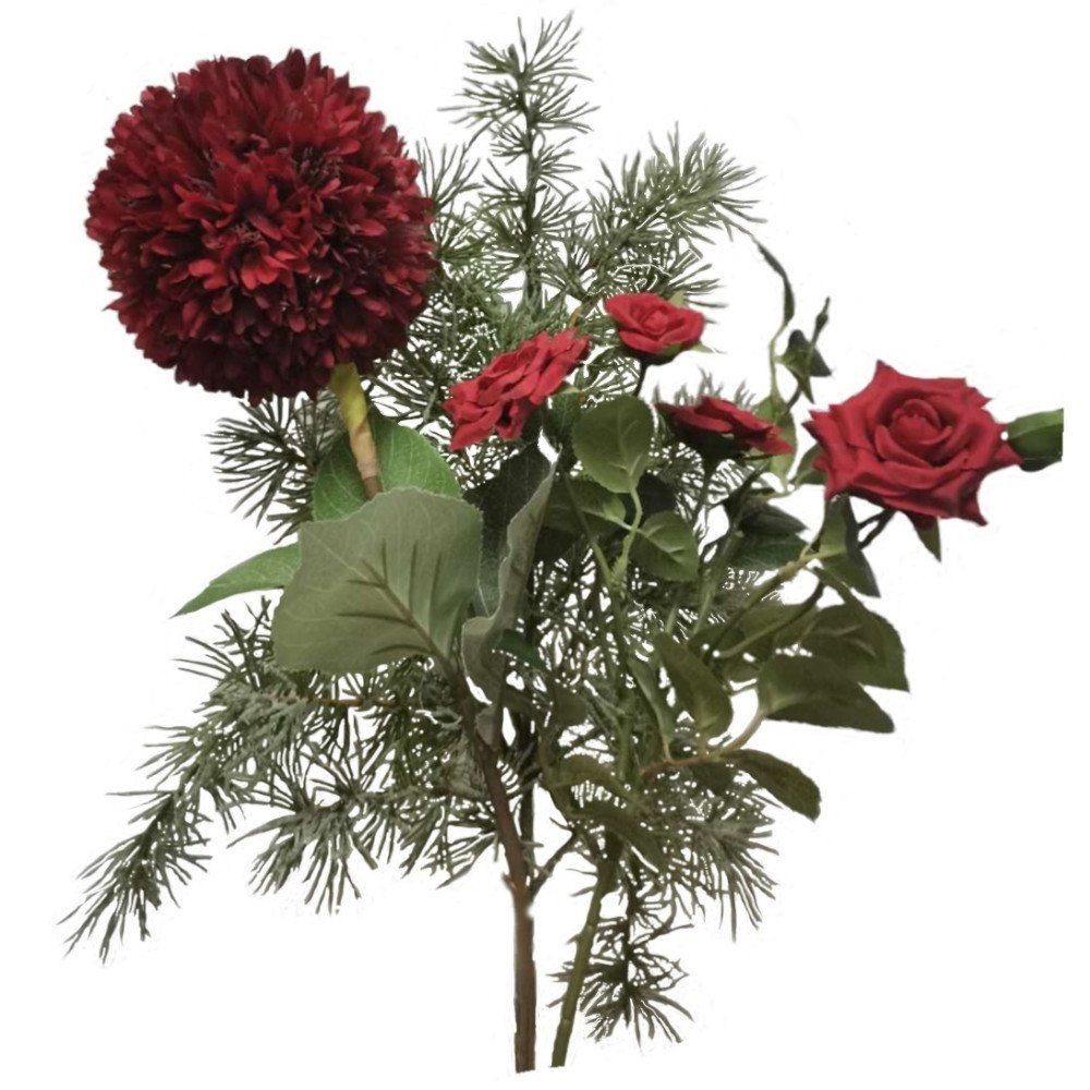 cm, 2474U, Rose echt Zederzweig künstlich, naturgetreu, Allium, (Rosa), Höhe Kunstblume Blumenstrauss aus 65 Rosen, *Gemischter täuschend