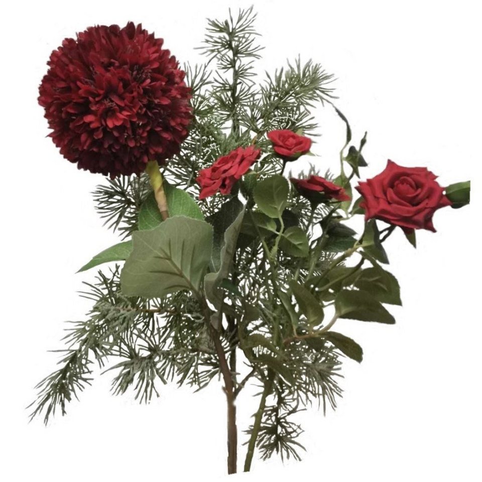 Kunstblume *Gemischter Blumenstrauss aus Allium, Rosen, Zederzweig Rose  (Rosa), 2474U, Höhe 65 cm, künstlich, naturgetreu, täuschend echt