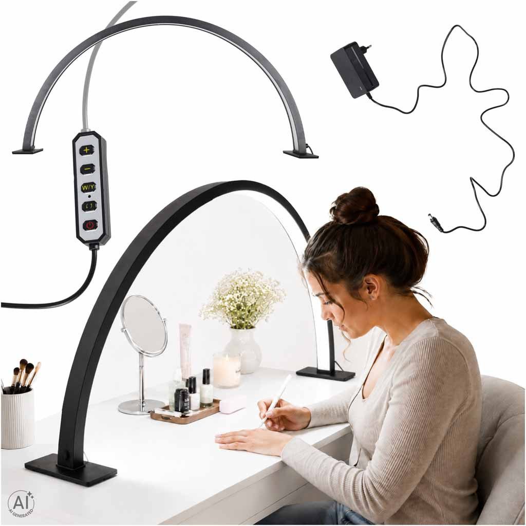 Ikonka LED Schreibtischlampe Bogenleuchte Kosmetikleuchte Arbeitsplatzleuchte, dimmbar, LED, warmweiß, neutralweiß, kaltweiß, 368 LEDs, …