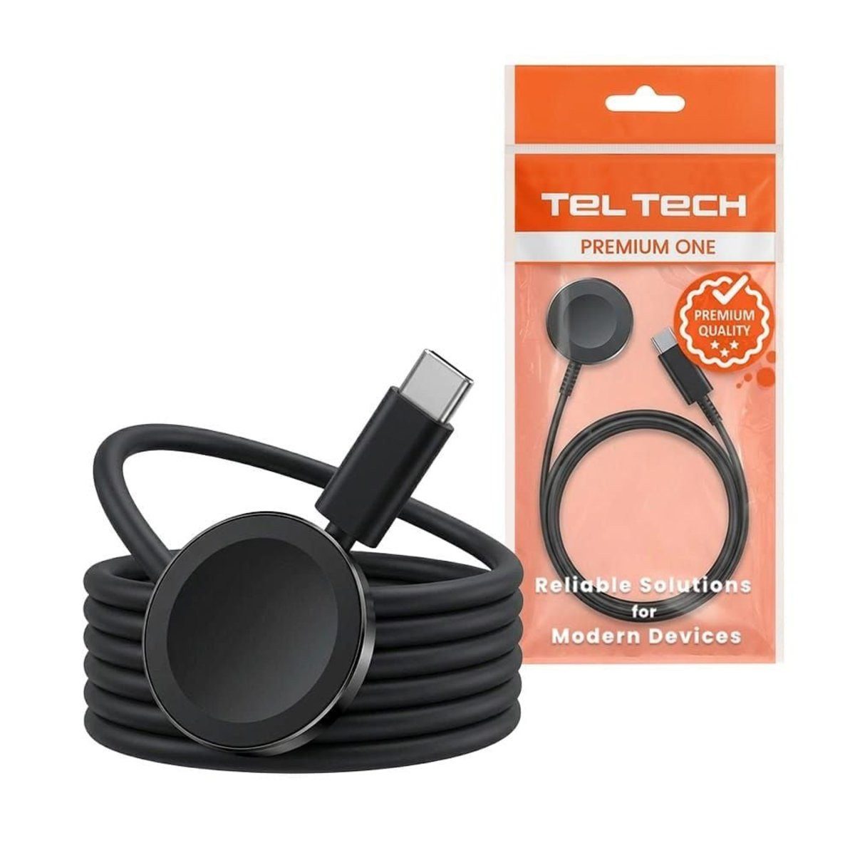 Wisam Teltech Smartwatch-Ladegerät für Samsung induktiv 2,5W USB-C schwarz Smartphone-Ladegerät