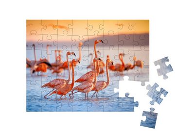puzzleYOU Puzzle Rosa Flamingos, 48 Puzzleteile, puzzleYOU-Kollektionen Tiere, Flamingos, Tiere in Savanne & Wüste