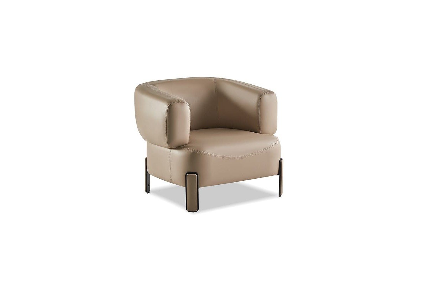 Xlmoebel Loungesessel Sessel Beige Leder Elegant Abgerundete Formen Modern Minimalistis (1-St., 1-tlg)