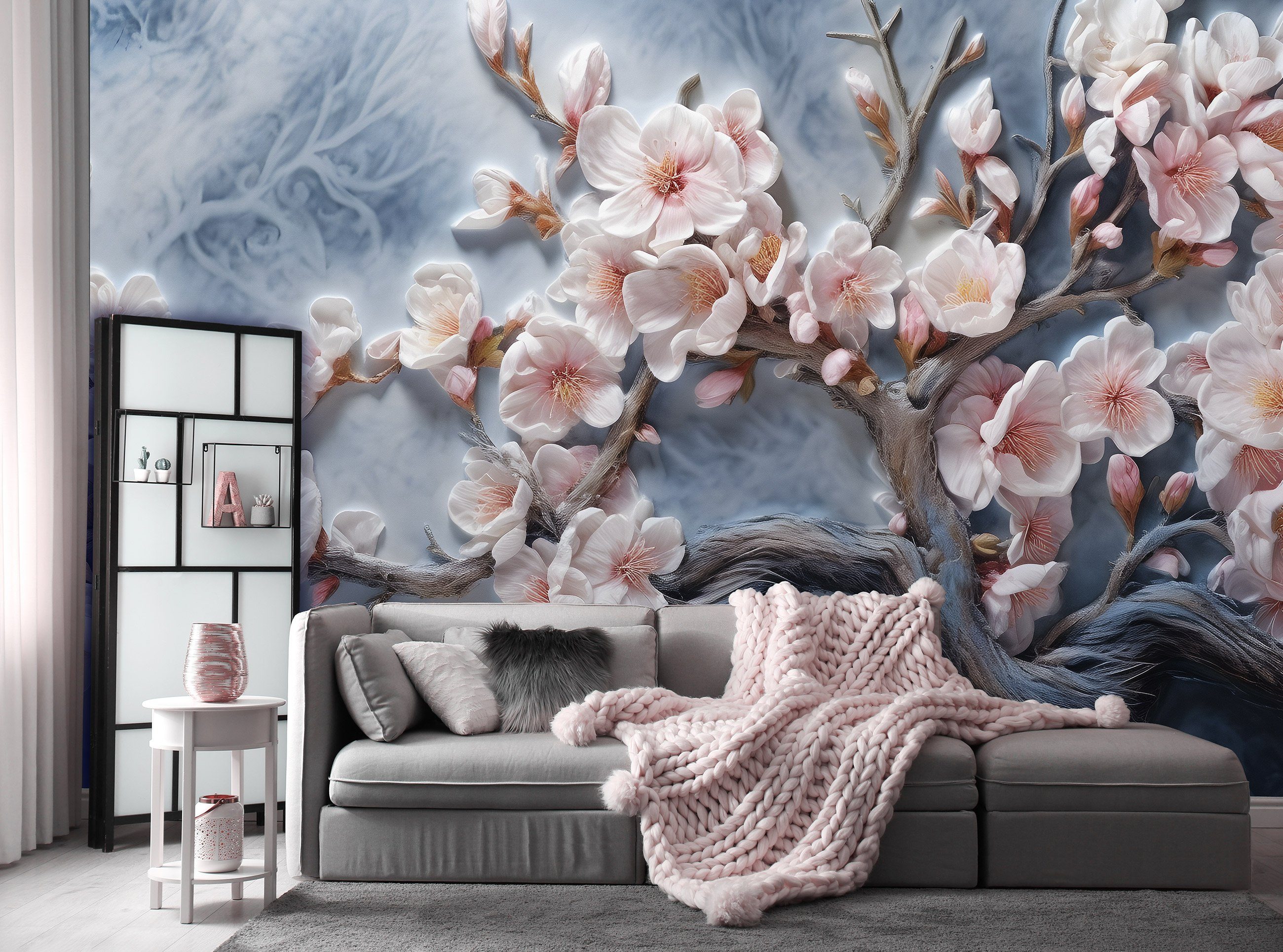 Wallarena Fototapete Blumen Kirschblüte 3D Effekt Vlies Tapete Schlafzimmer günstig online kaufen