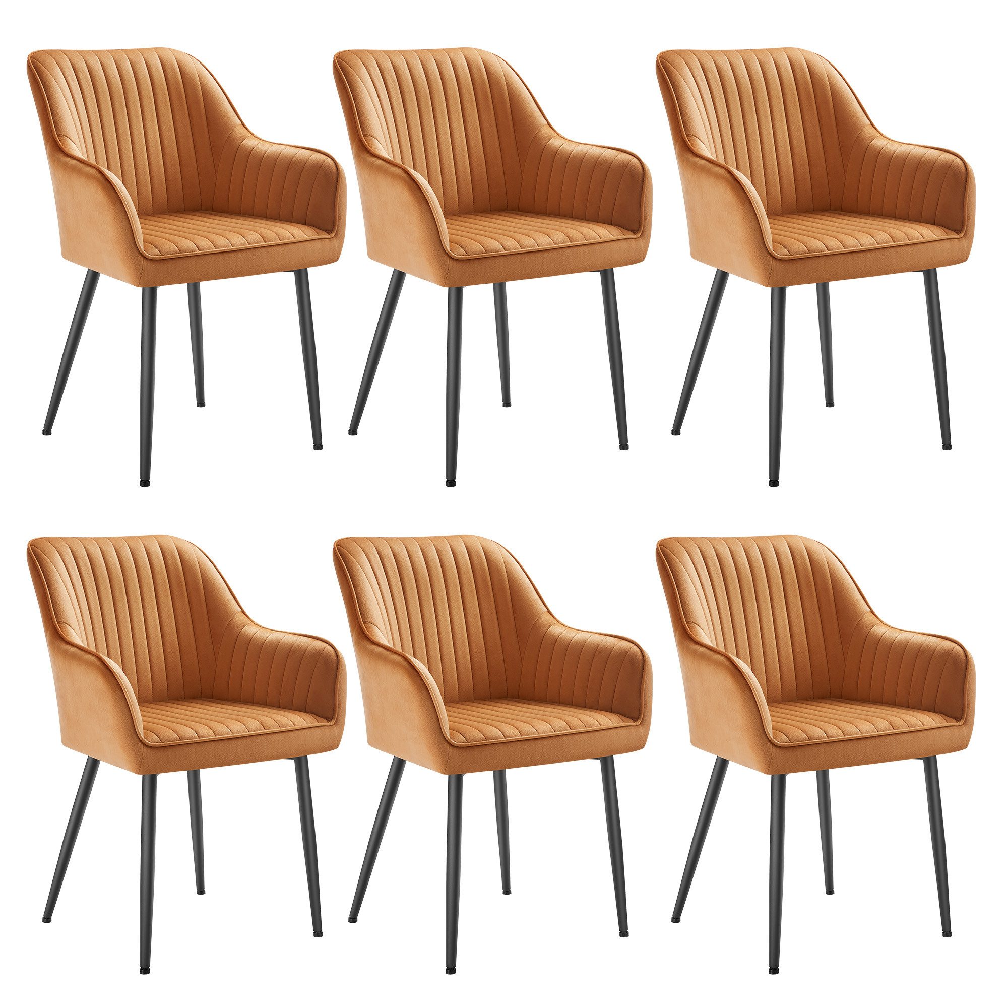 SONGMICS Esszimmerstuhl (6 St), Polsterstuhl mit Metallbeine, Samt, für Sch günstig online kaufen