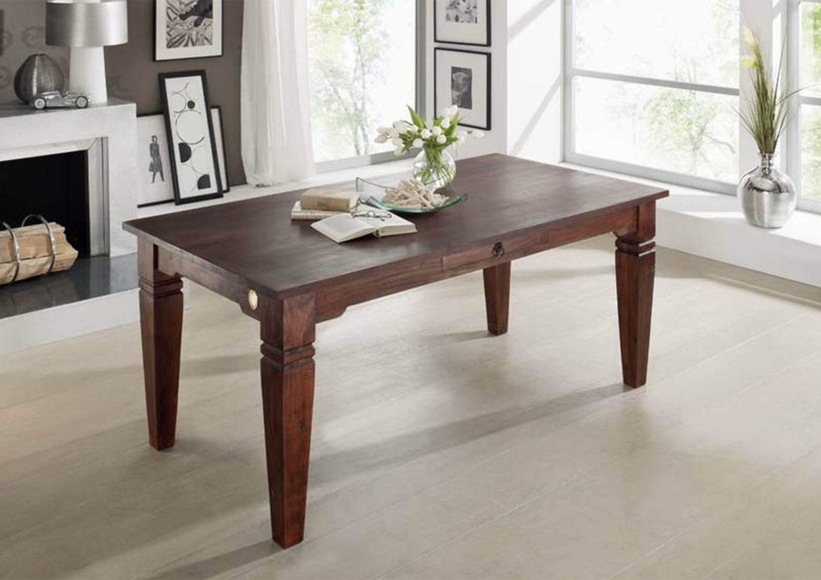 Massivmoebel24 Esstisch Esstisch Akazie 200x100x76 nougat günstig online kaufen