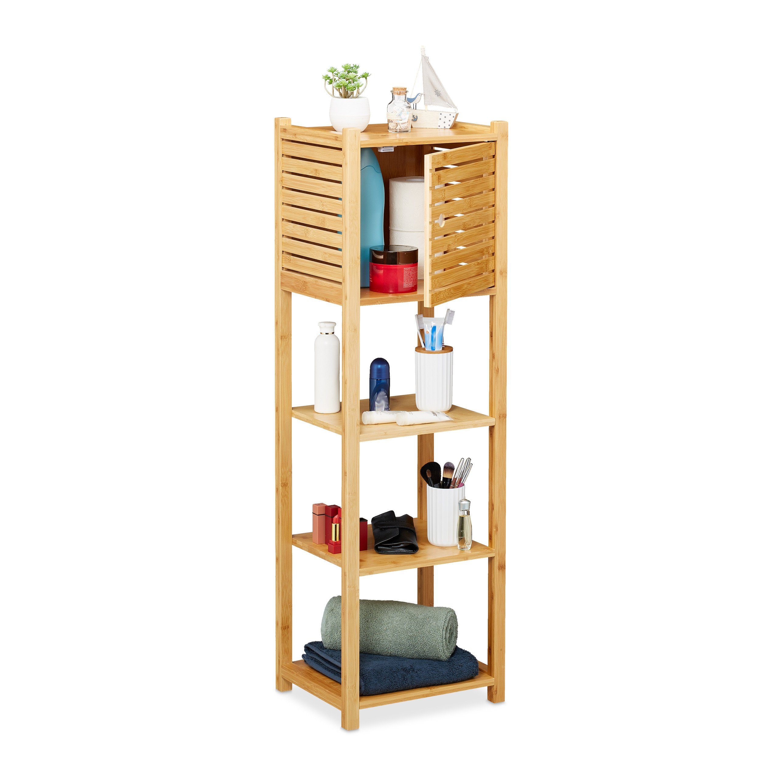 Honey-Can-Do Bambusregal Mit 5 Ebenen – Verstellbar, Natur, 15 Kg Tragkraft Pro Boden