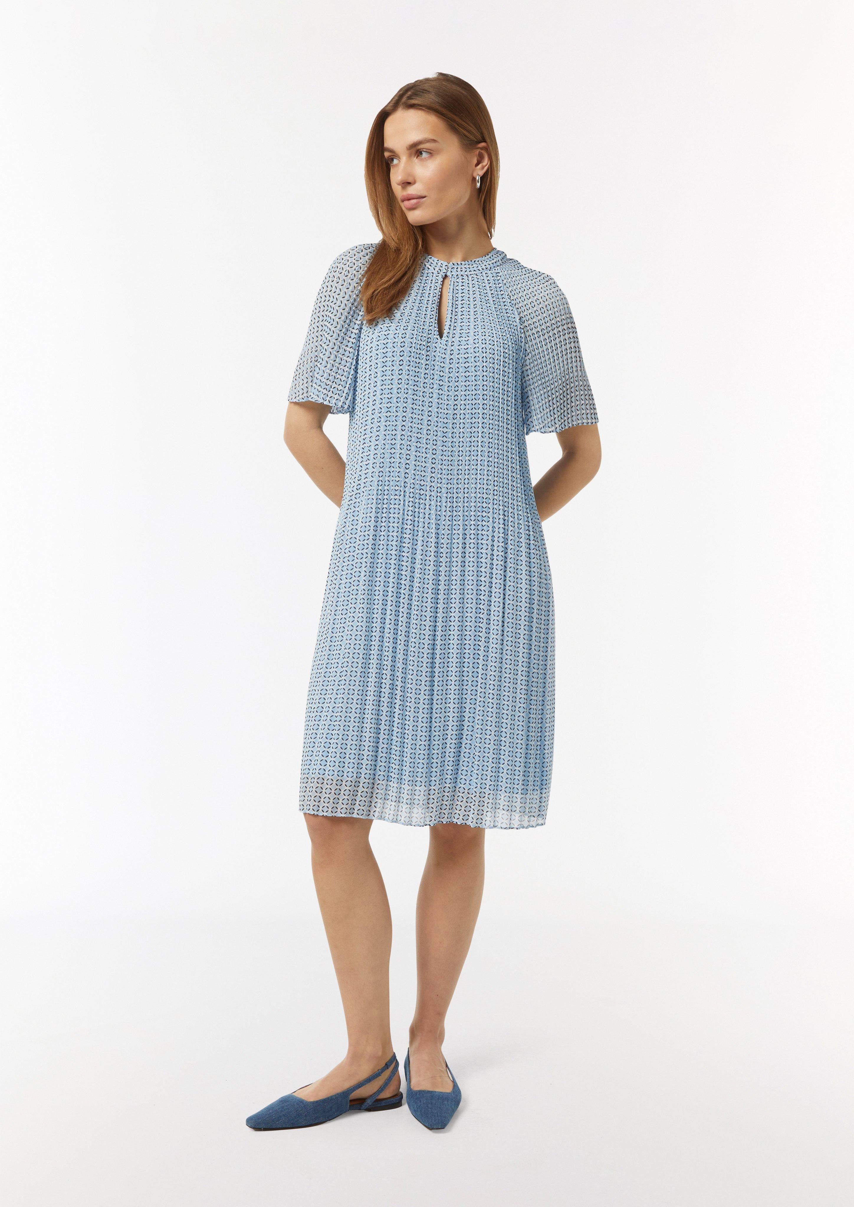 Minikleid Fließendes Plissee-Kleid aus Chiffon mit All-over-Print