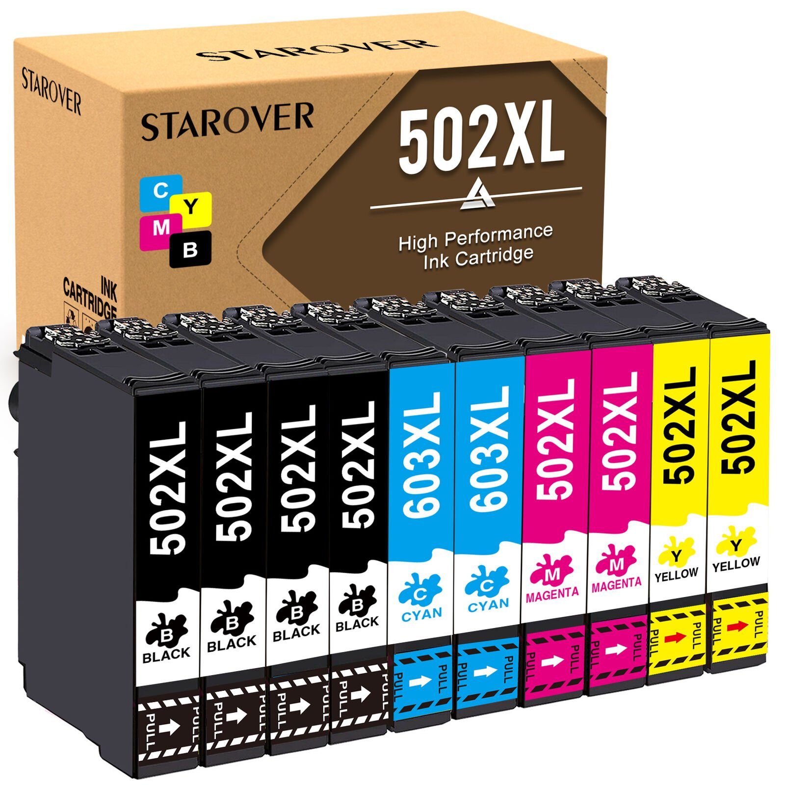 STAROVER Multipack Druckerpatronen Kompatibel für EPSON 603XL / 502XL Tintenpatrone (für epson 502 inklusive chip Expression Home XP-5100 XP-5105 Workforce WF-2860 WF-2865)