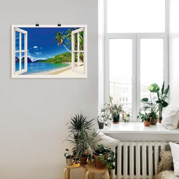 Artland Wandbild Fensterblick Paradies, Fensterblick (1 St), als Alubild, Outdoorbild, Leinwandbild, Poster, Wandaufkleber
