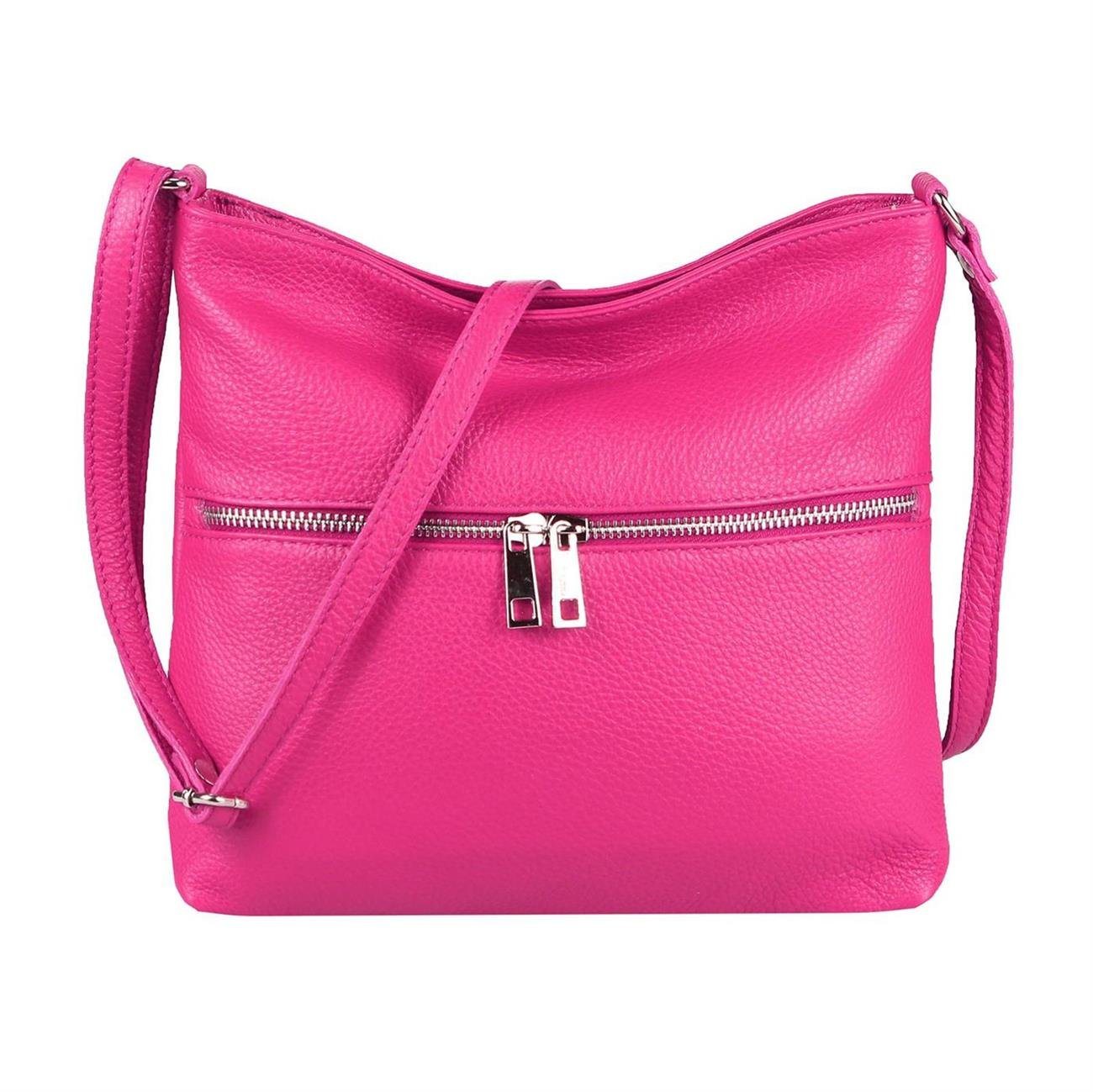 ITALYSHOP24 Schultertasche Made in Italy Damen Leder Tasche Cross Over Body Bag Umhängetasche, leichte schmale Brusttasche Shopping Reise Urlaub Ausgehen Freizeit