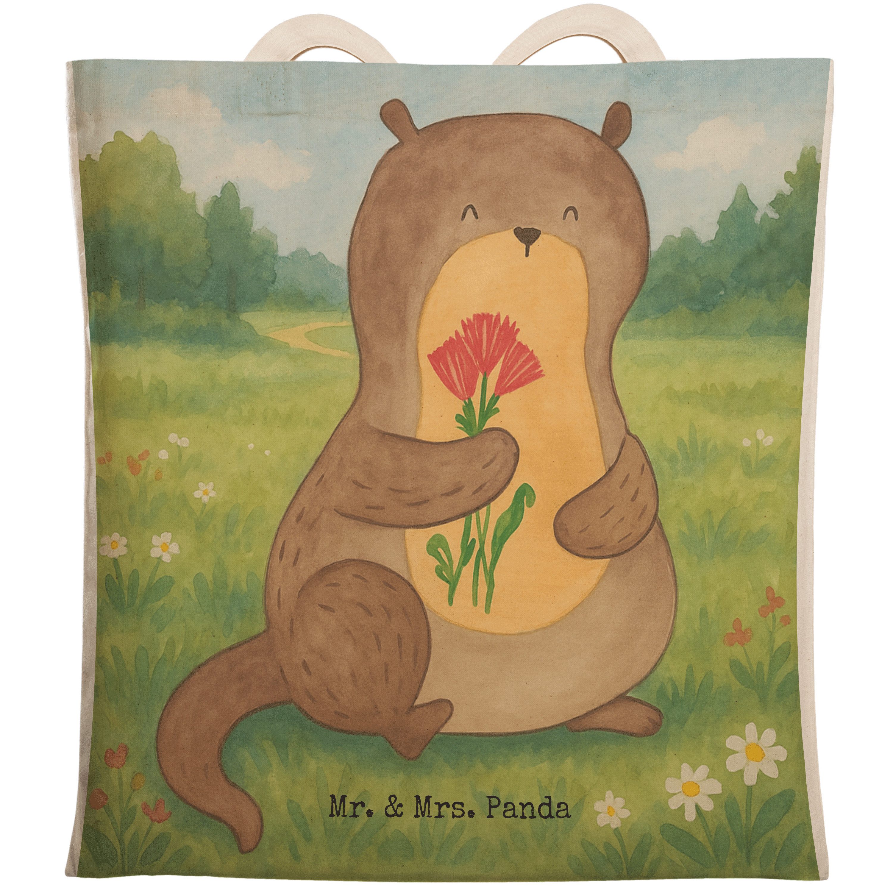 Tragetasche Otter Blumenstrauß Design, taschen shopper, Weiß, Beuteltasche, Seeot