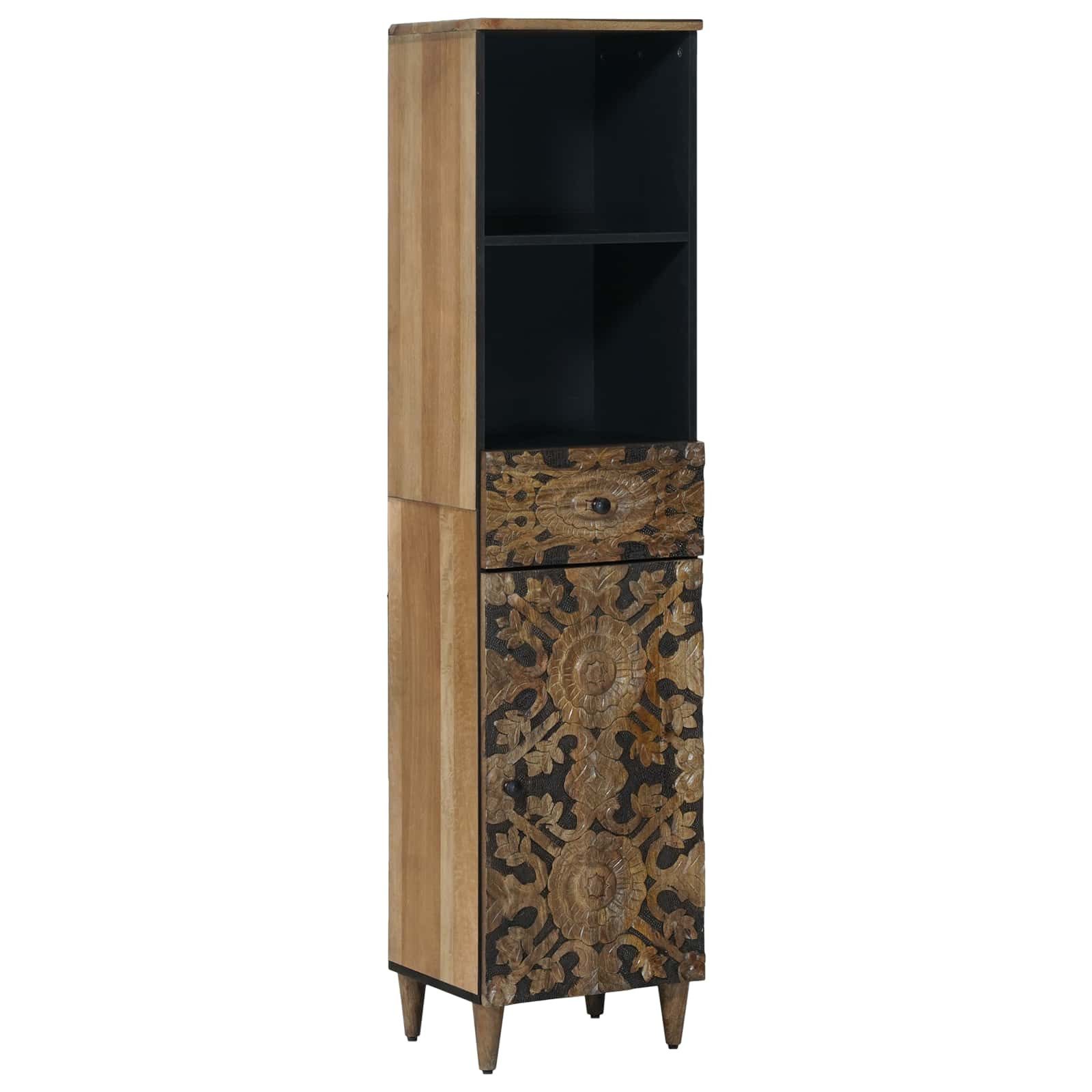 vidaXL Badezimmer-Set Badezimmerschrank Braun 38 x 33 x 160 cm Massivholz, (1-St)