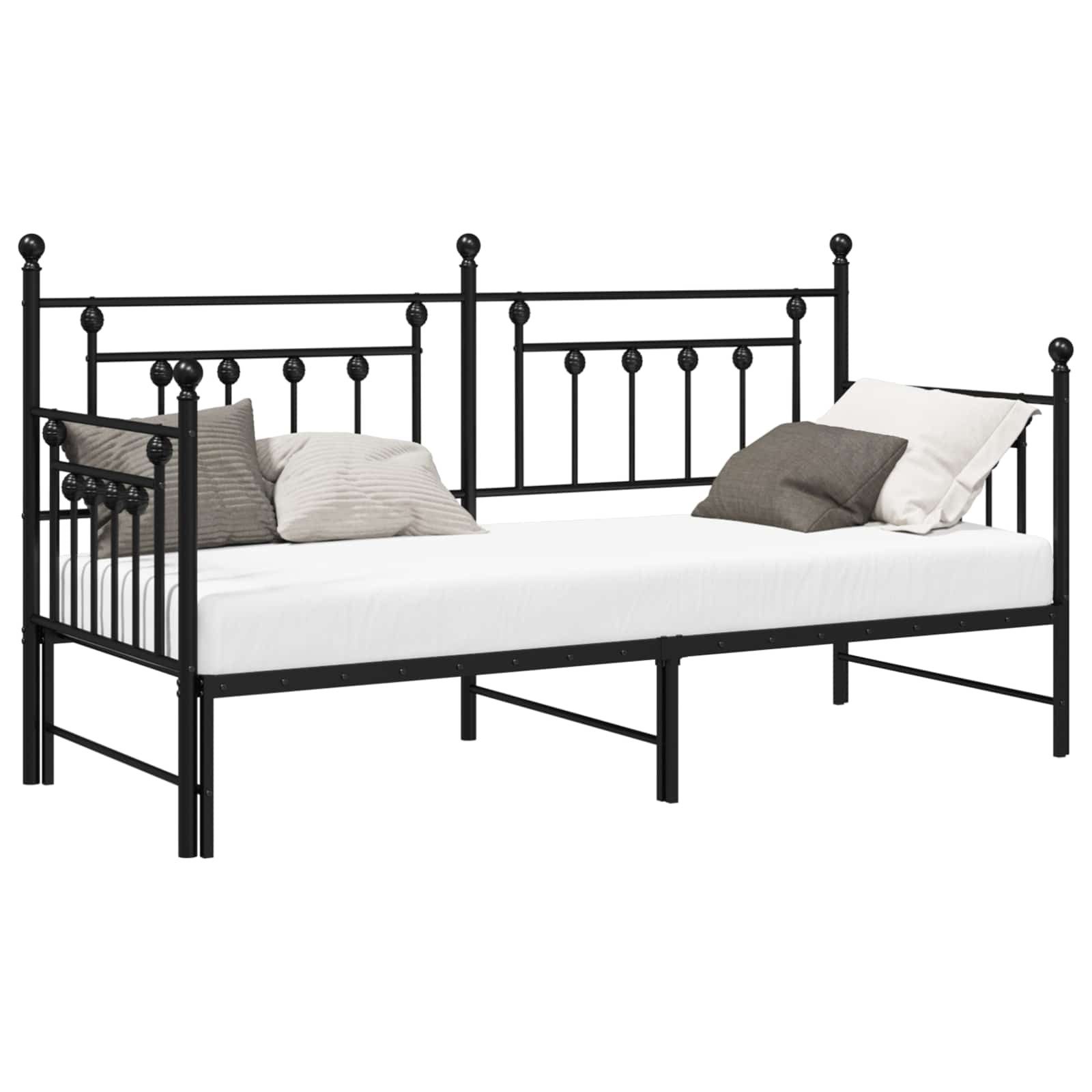 vidaXL Bett Tagesbettrahmen Schwarz 80 x 200 cm Stahl (1-tlg)