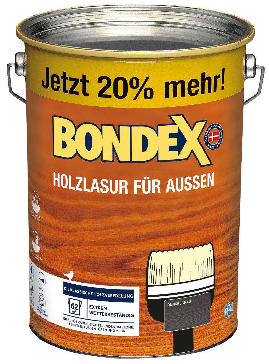 Bondex Lasur Bondex Holzlasur Für Außen 4,8 L dunkelgrau – Bild 4 von 4