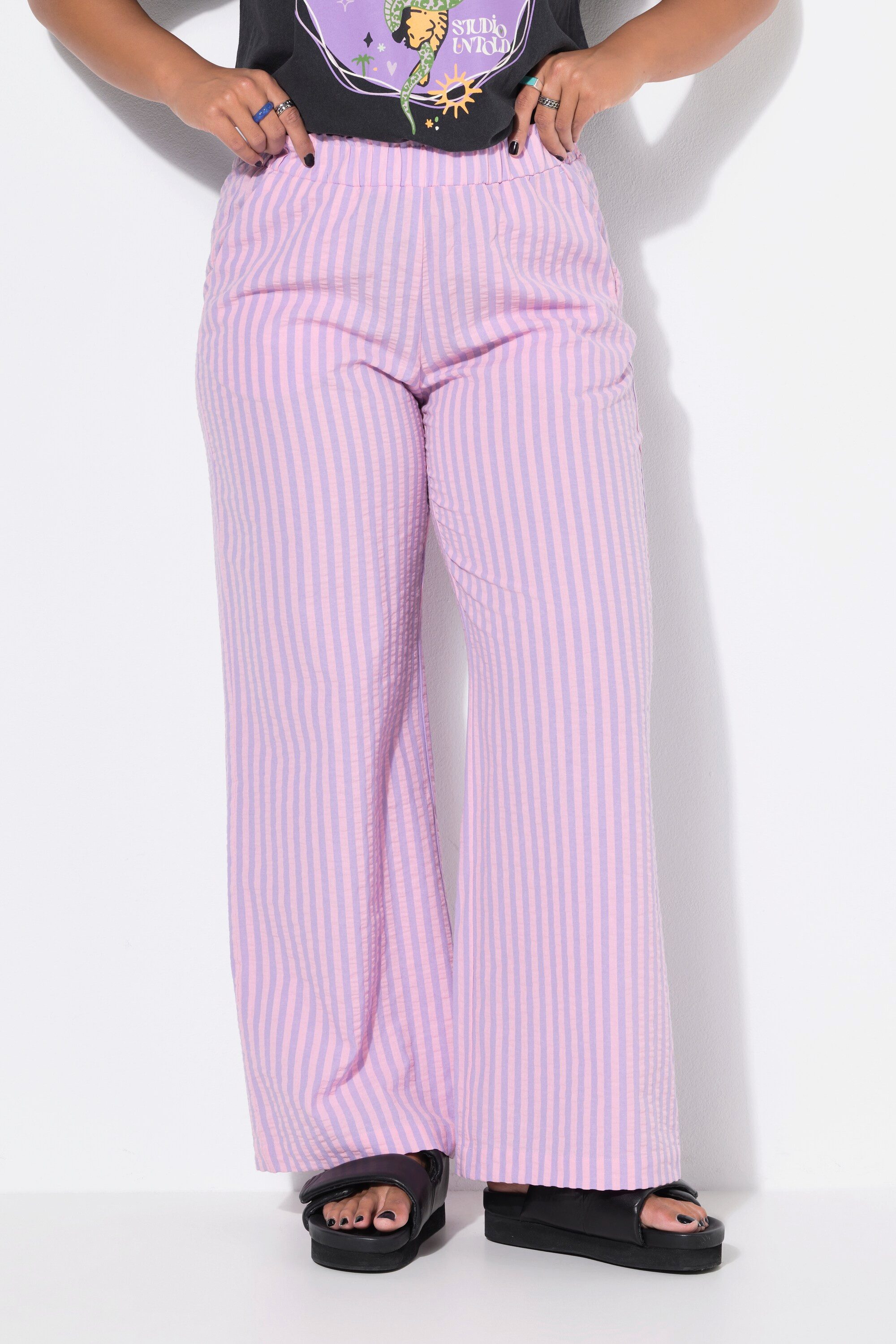 Schlupfhose Hose wide Legs Seersucker Streifen